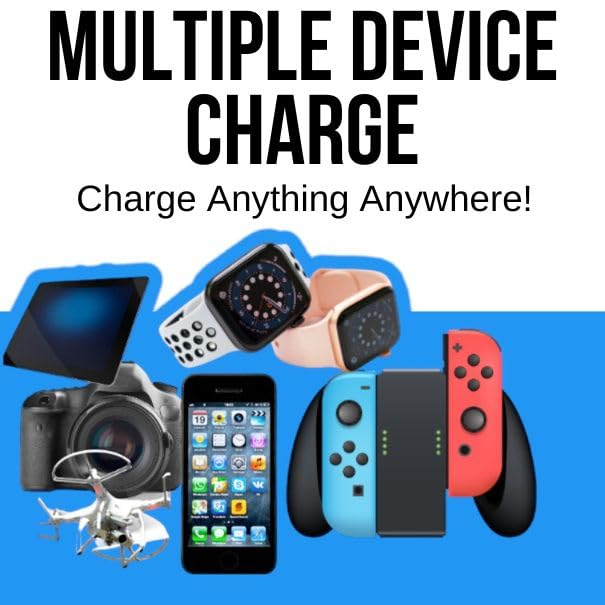 10000mAh 12V Output Portable Charger Power Bank - Fast Charging Battery Pack with USB-C Cable & Triple Outputs for iPhone, Android Devices (Black) | Perfect for Travel, Camping, and Emergency Power Backup
