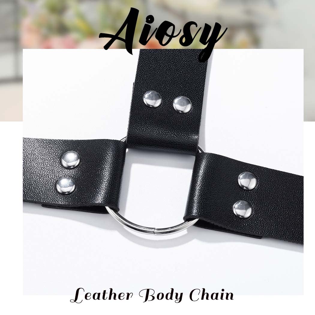 Black Leather Punk Waist Chain Body Harness - Gothic Belly Belt Jewelry for Women | Nightclub Party Accessories, Festival Outfit, Biker Fashion & Alternative Style