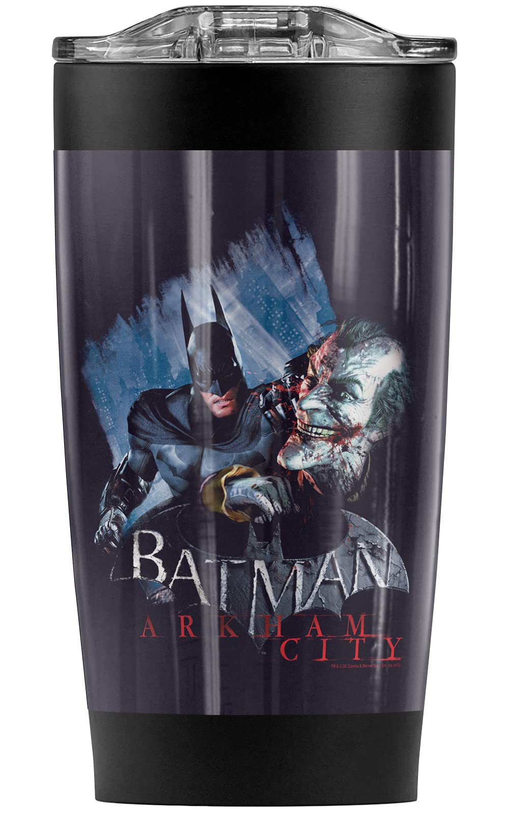 Batman Arkham City Jokes On You Stainless Steel Tumbler 20oz - Vacuum Insulated Travel Mug with Leakproof Lid for Coffee & Cold Drinks - Perfect for Office, Gym & Outdoor Adventures