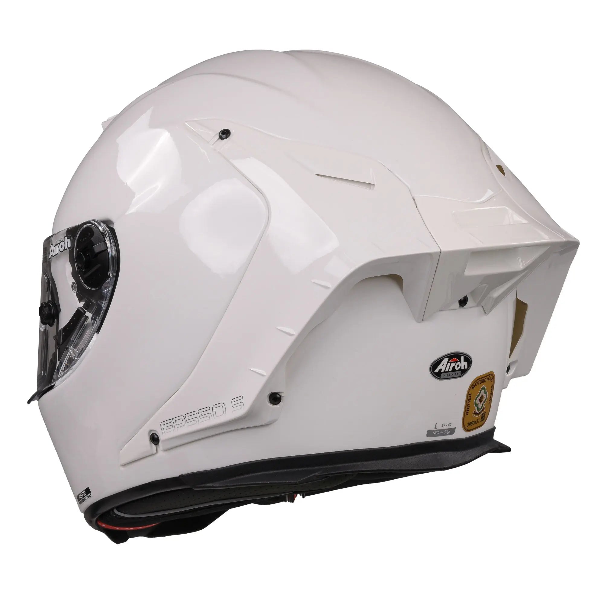 Airoh GP 550 S Gloss White Motorcycle Helmet - DOT & ECE Certified for Street & Racing - Lightweight & Ventilated for Comfort - Perfect for Sport Bikes & Cruisers