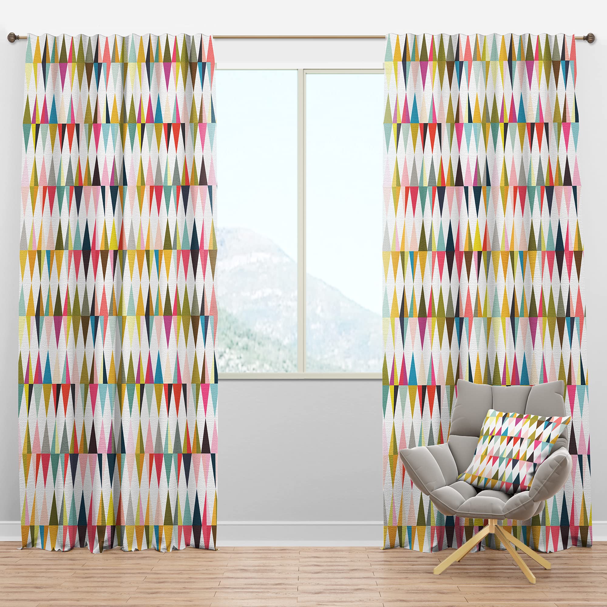DesignQ Blackout Curtains 'Diamond Retro VII' - Thermal Insulated Single Panel (52x108 inches) for Bedroom & Living Room - Noise Reducing & Energy Saving Window Drapes for Better Sleep & Home Decor