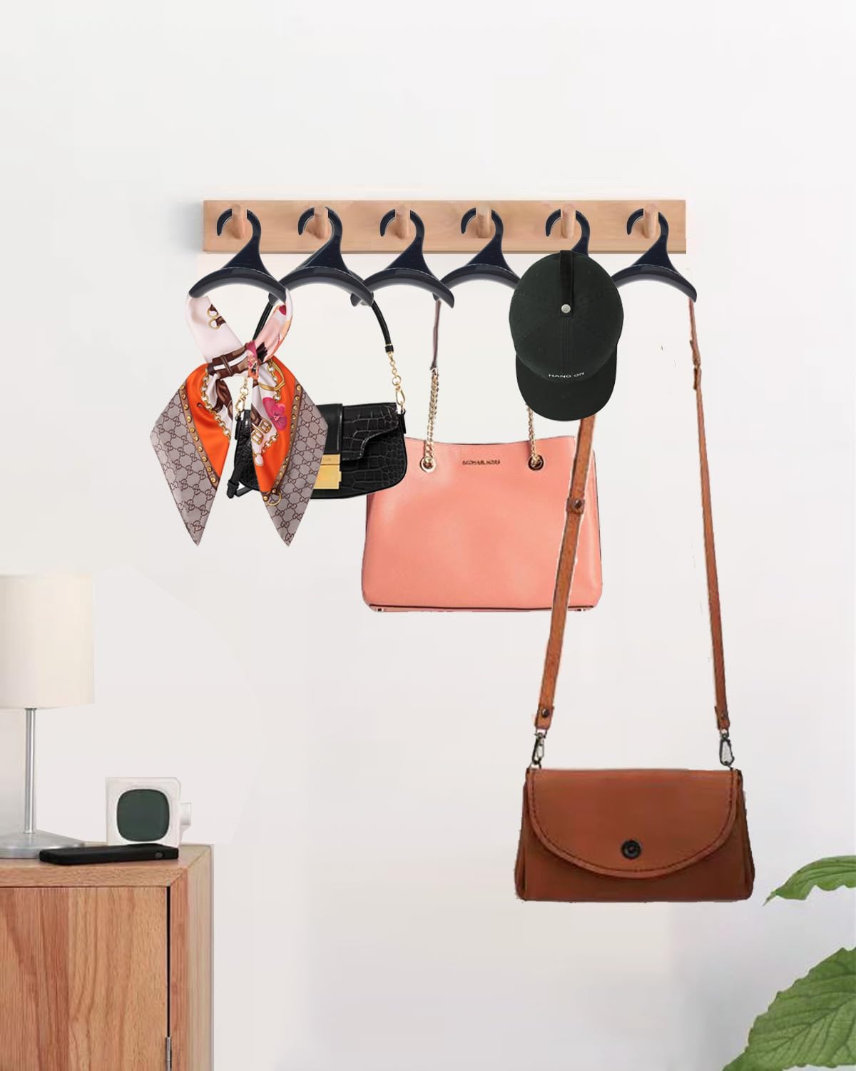 10 Pack Black Bag Hanger Hook - Purse Holder for Closet Organizer, Storage Solution for Purses, Tote Bags, Backpacks & Handbags - Perfect for Bedroom, Bathroom & Office Organization