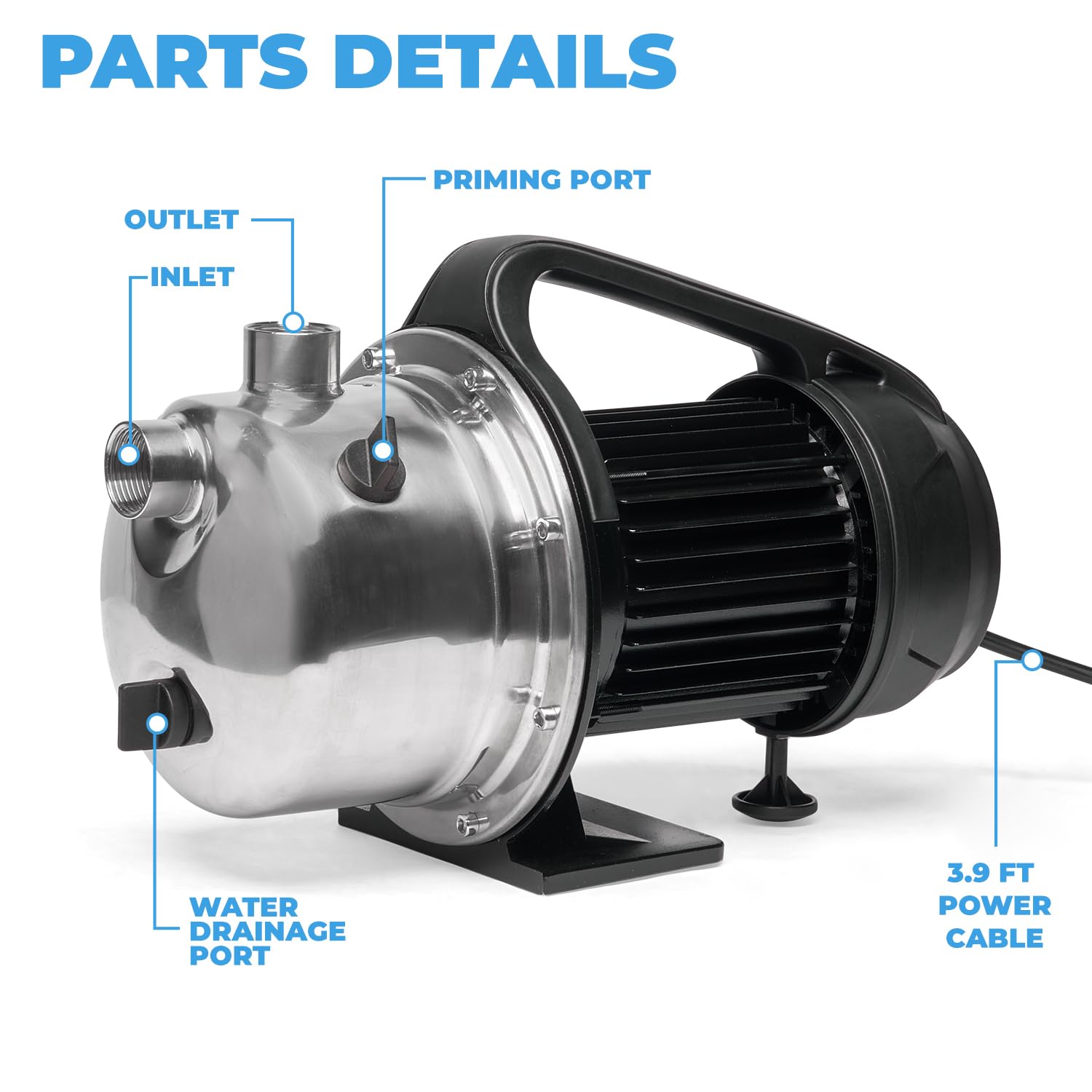 XtremepowerUS 1.6HP Portable Water Transfer Pump - 1268GPH High Flow Shallow Well Pump for Garden, Lawn, Farm Irrigation | Booster Sprinkler System & Water Removal | Ideal for Home, Agriculture & Outdoor Use