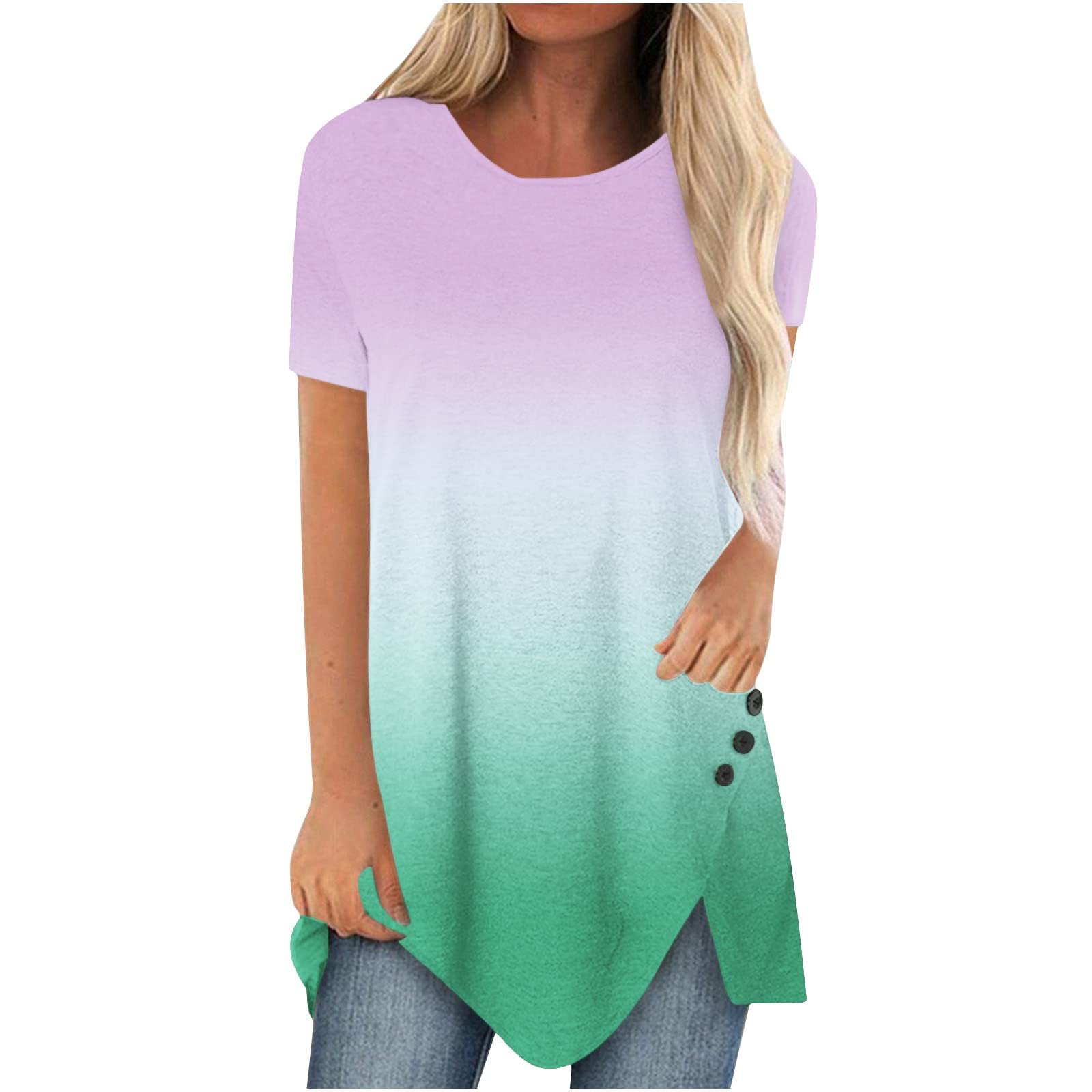 Women's Casual T-Shirts - Summer Cute Printed Tee, Loose Fit Plus Size Short Sleeve Blouse, Sexy & Comfortable Tunic Top for Everyday Wear, Outings & Vacation