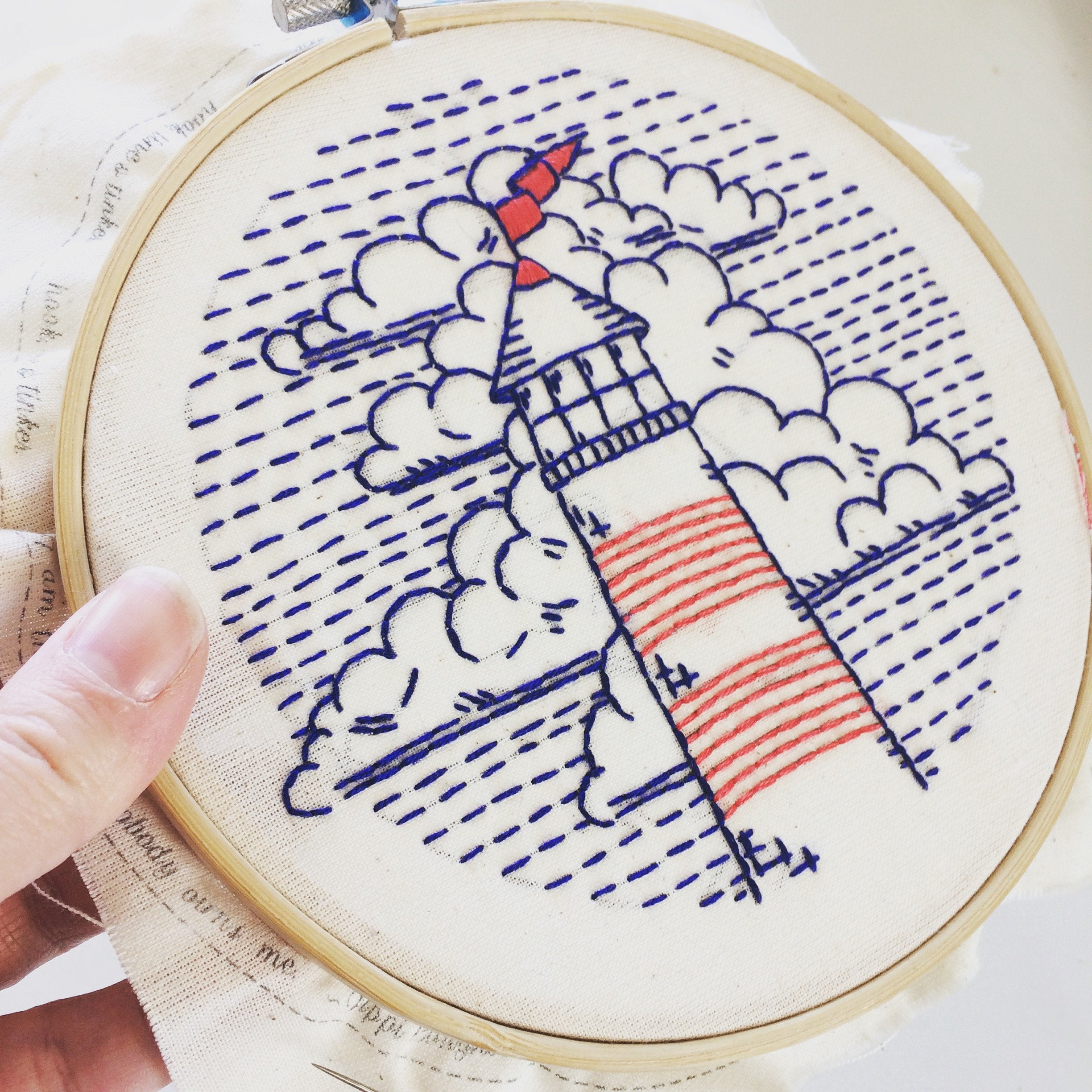 Lighthouse Hand Embroidery Kit for Beginners - Complete DIY Embroidery Set with Patterns, Threads & Needles - Perfect for Home Decor, Gifts & Relaxation