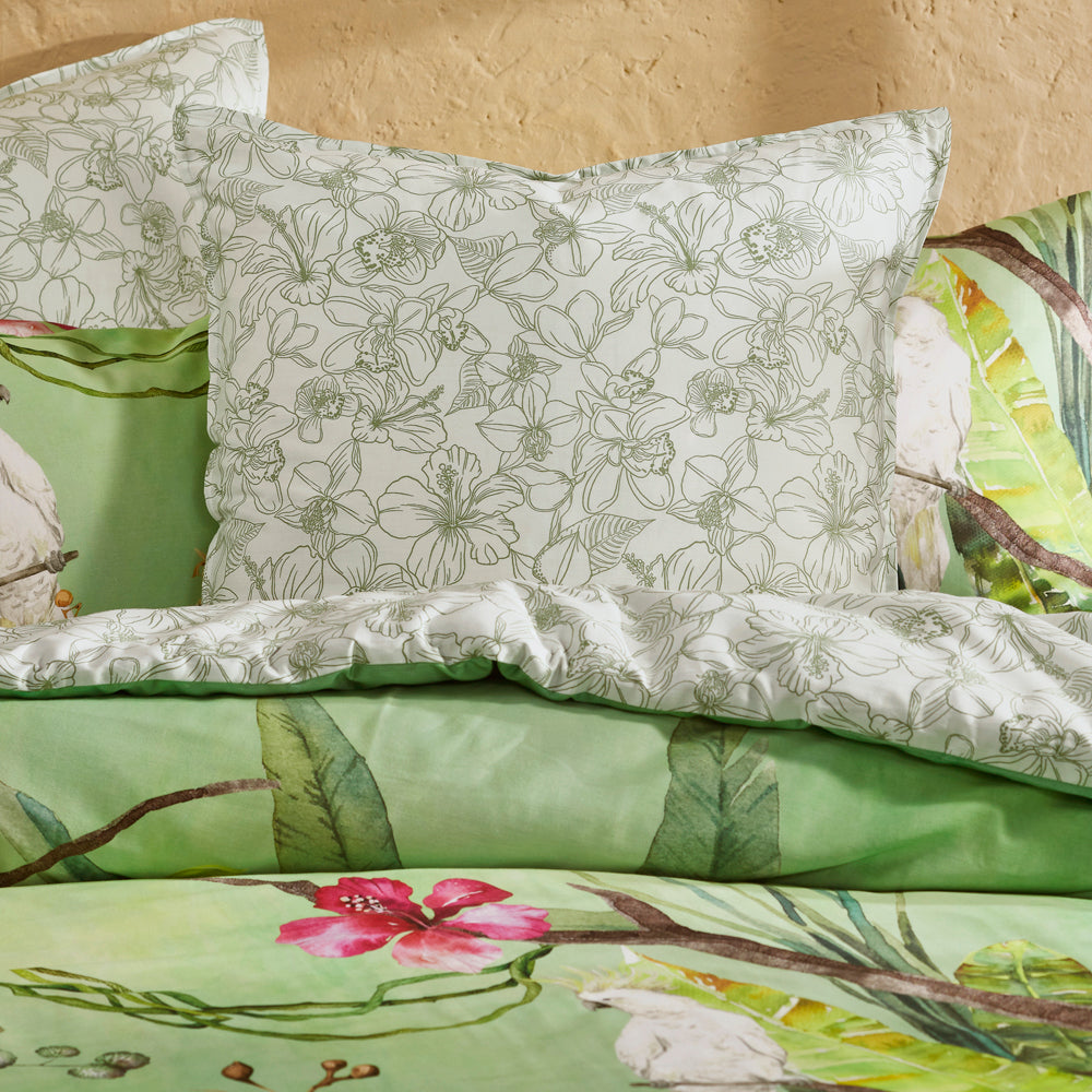Premium Aviary Green European Pillowcase - 100% Cotton Luxury Bedding for Home Decor & Guest Room Styling