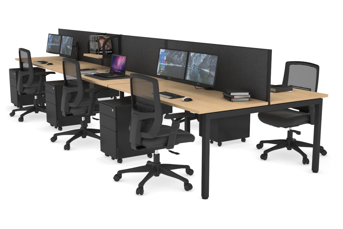 Quadro Square Legs 6-Person Office Workstation Desk [1600L x 700W] - Perfect for Team Collaboration & Open Office Spaces