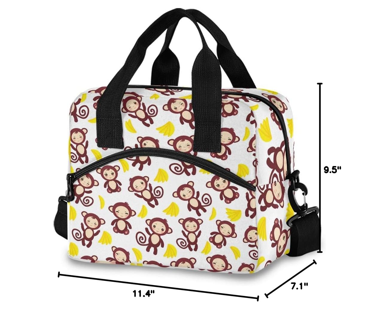 ALAZA Brown Monkey Insulated Lunch Bag for Women - Crossbody Lunch Box Cooler Bag with Adjustable Strap - Perfect for Work, School, Picnics & Outdoor Activities (907b)