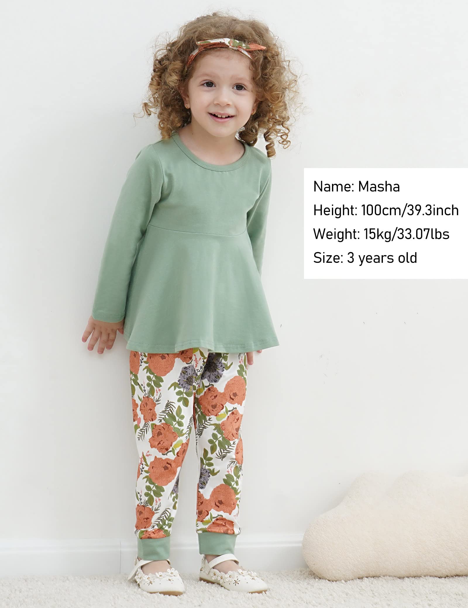 Toddler Baby Girl Outfit Set - Solid Color Ruffle Top & Floral Pants with Cute Headband | Casual Playtime & Photo Shoot Clothes