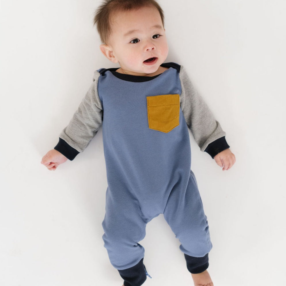 Cornflower Stone Bamboo Zipper Romper - Soft Organic Baby Jumpsuit for Newborns & Infants | Perfect for Playdates, Photo Shoots & Everyday Comfort
