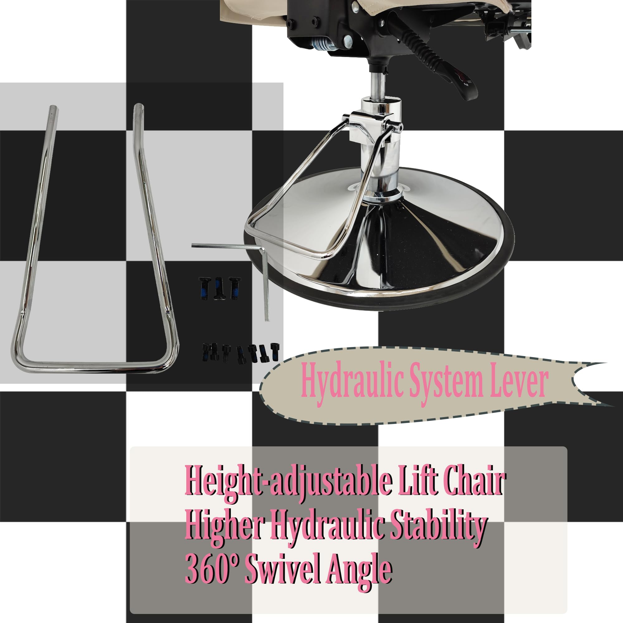 **INTSUPERMAI Hydraulic Facial Beauty & Tattoo Reclining Salon Chair - 360° Swivel, Lockable, 440lbs Weight Capacity - Perfect for Spa, Massage, and Tattoo Studios (Black)**