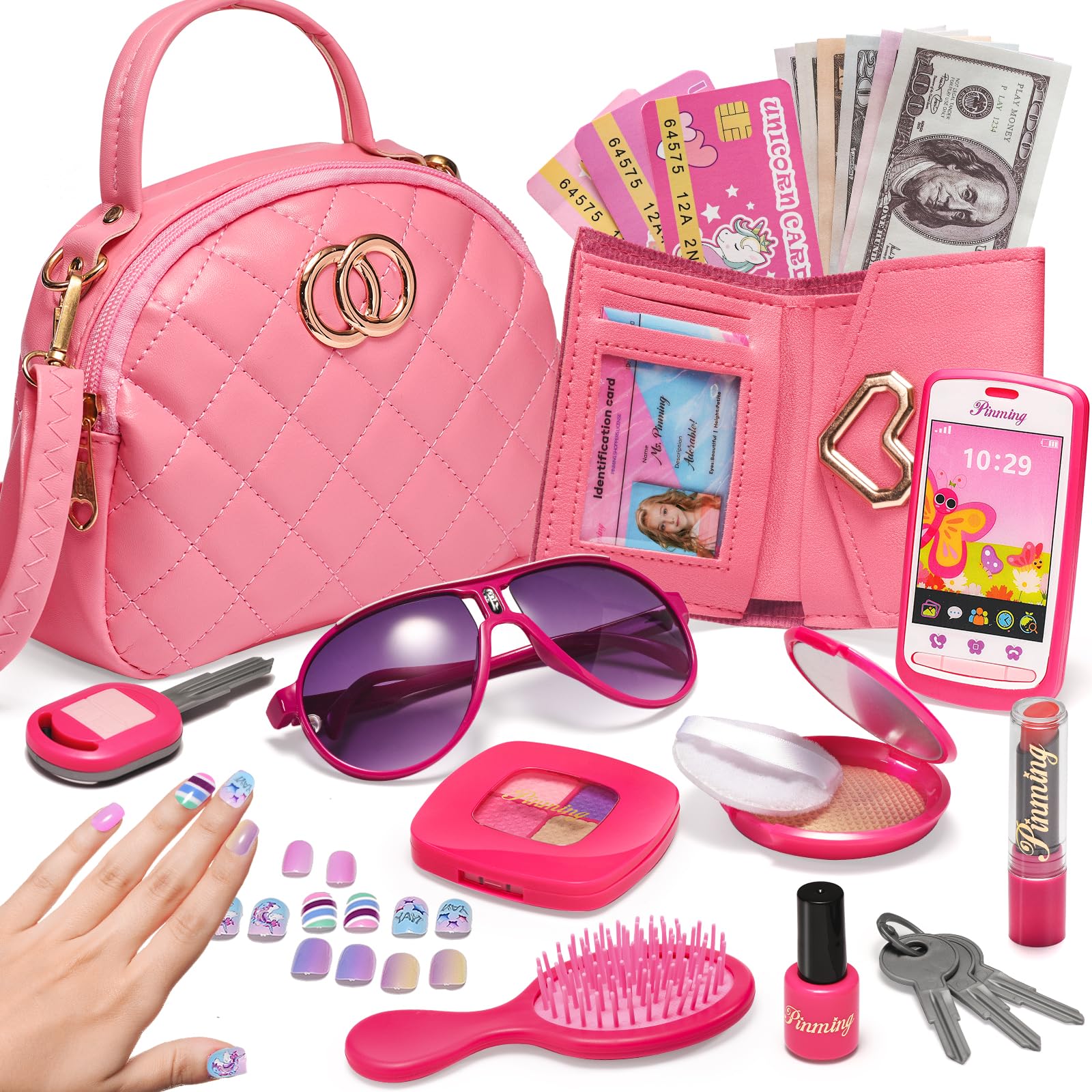 Adorable Little Girls Purse Set - Cute Toddler Handbag with Accessories for 3-6 Year Olds | Pretend Play Toy for Dress Up & Princess Role Play | Perfect Birthday Gift & Valentines Present for Kids | Ideal for Tea Parties, Playdates & Dress-Up Games