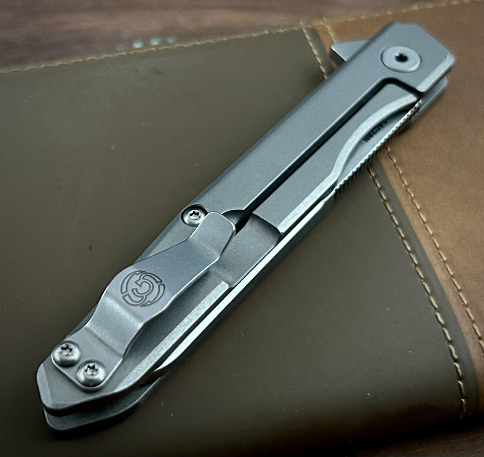 Premium Southern Grind Quill Full Titanium Framelock Flipper Knife - 14C28N Wharncliffe Blade for EDC, Outdoor Survival & Tactical Use