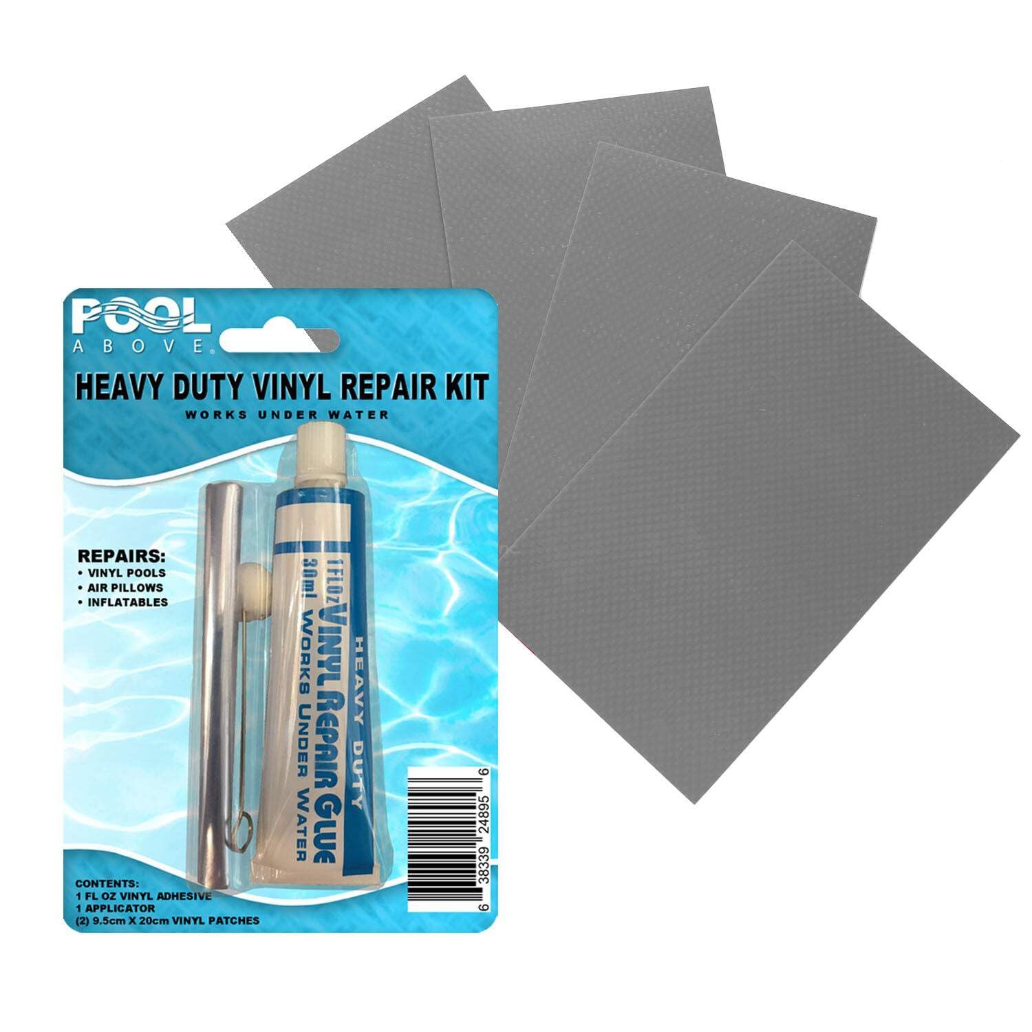 Heavy Duty Vinyl Repair Patch Kit with Adhesive Glue - Waterproof Repair for Inflatables, Boats, Kayaks, Air Mattresses | Perfect for Outdoor, Camping and Pool Use