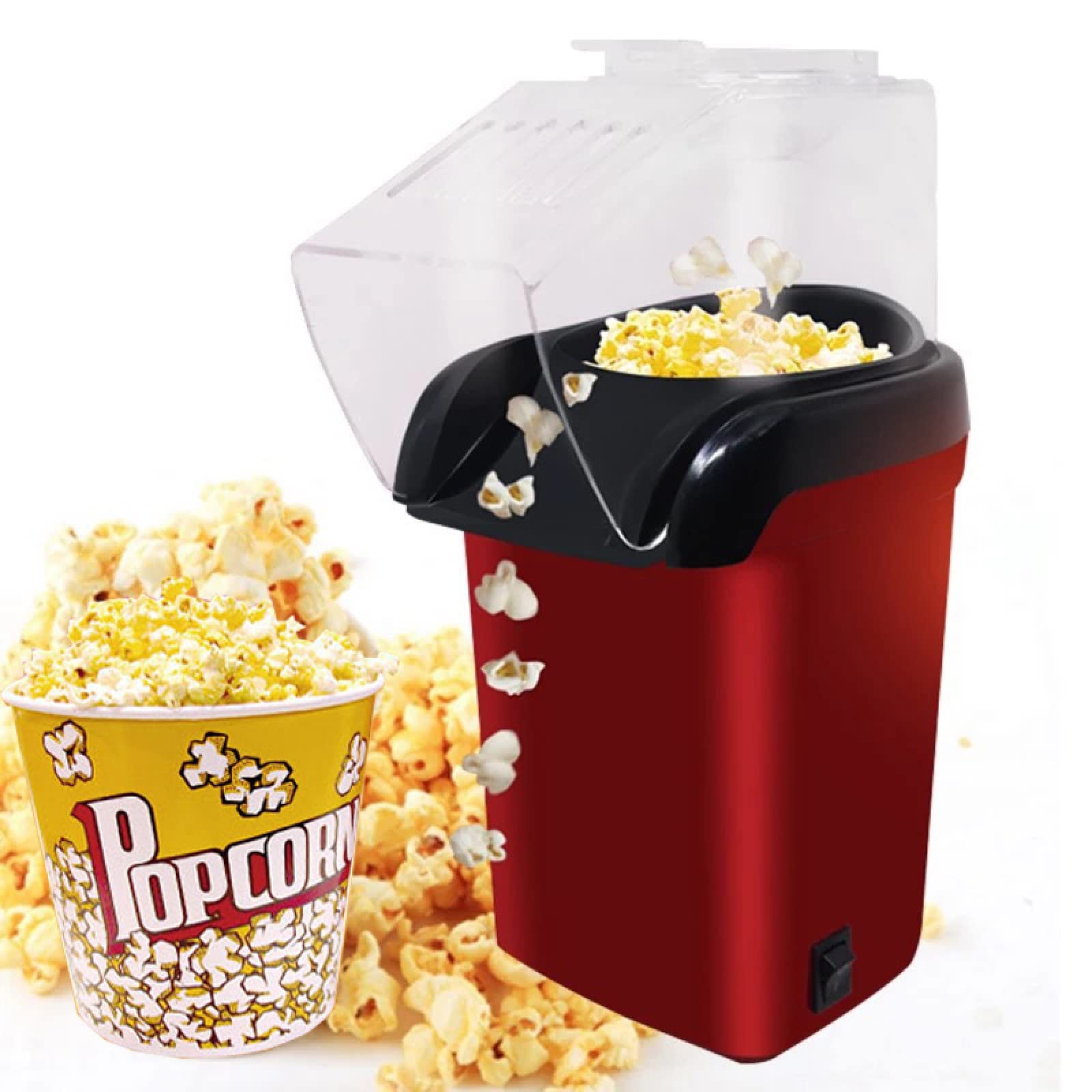 MEIYIJIA Electric Popcorn Maker - Fast Oil-Free Hot Air Popcorn Machine for Home, Movie Nights & Parties - Perfect Gift Idea (Red) | Enjoy Healthy Snacks While Watching TV or Hosting Gatherings