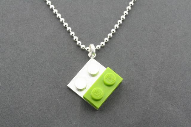Sterling Silver Lego Pendant Necklace with 80cm Ball Chain - Perfect for Gifts, Cosplay, and Everyday Wear