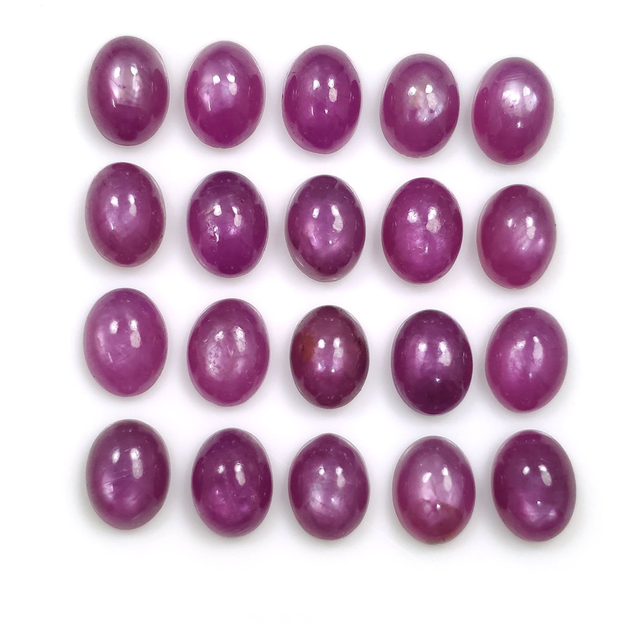 36.15cts Natural Untreated Raspberry Sheen Purple Pink Sapphire Gemstone - September Birthstone Oval Cabochon 8x6mm (20pcs Lot) for Jewelry Making, Rings, Necklaces & DIY Crafts - Perfect Gift for Birthdays & Anniversaries