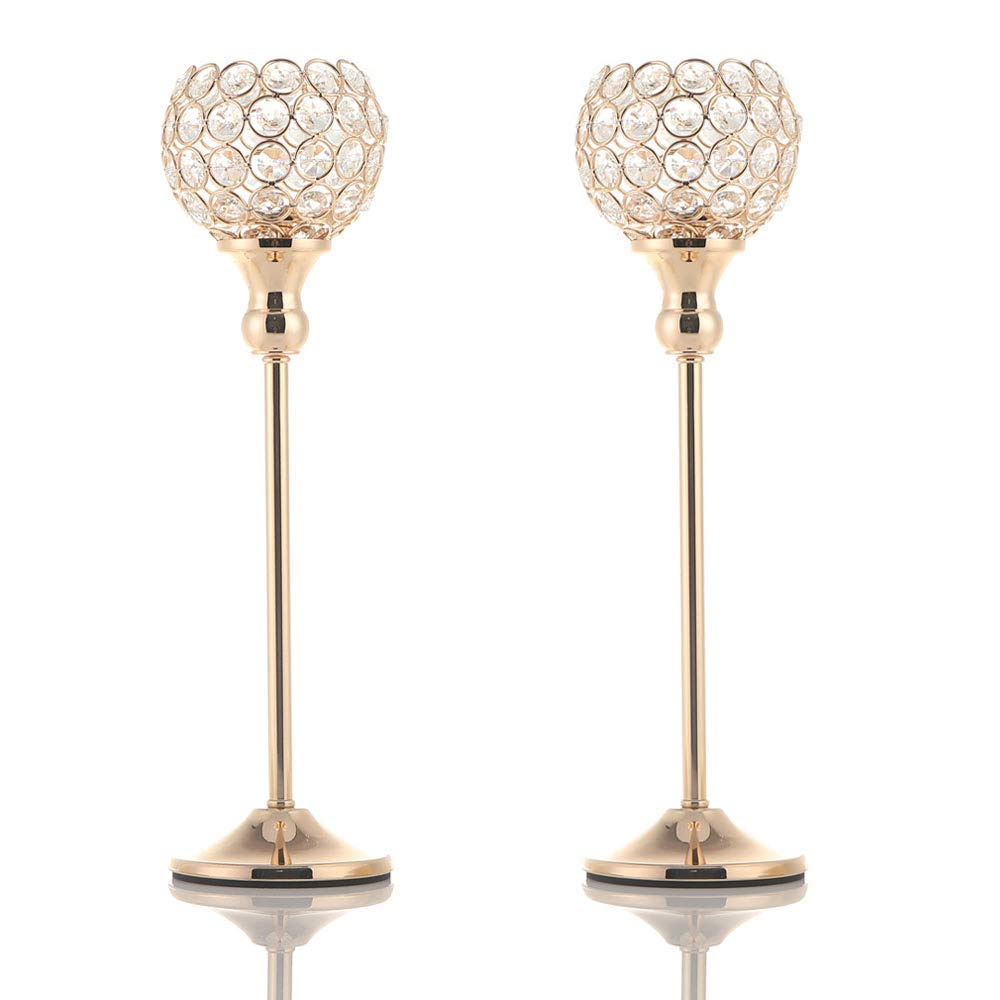VINCIGANT Glass Votive Candle Holders Set of 2 - Elegant Modern Home Decor for Wedding, Anniversary, Halloween & Coffee Table Centerpiece - Perfect for Romantic Dinners, Holiday Decorations and Special Occasions