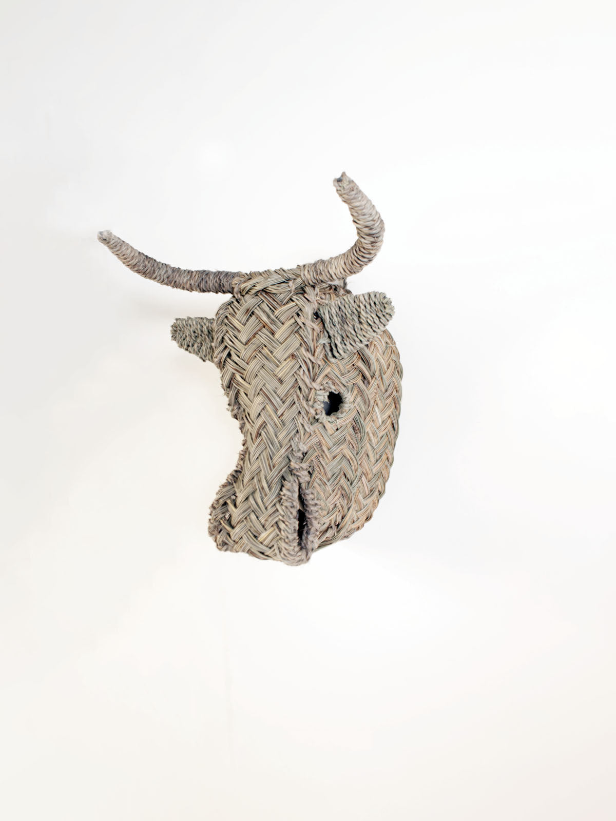 Mini Woven Animal Head Buffalo - Handmade Decorative Wall Hanging for Boho Home Decor, Nursery, Kids Room & Party
