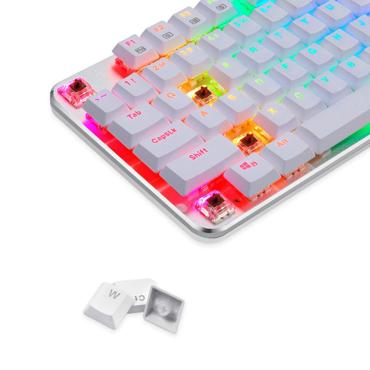 EagleTec KG051-BR RGB Mechanical Gaming Keyboard - White | Low Profile 104 Keys for PC Gamers