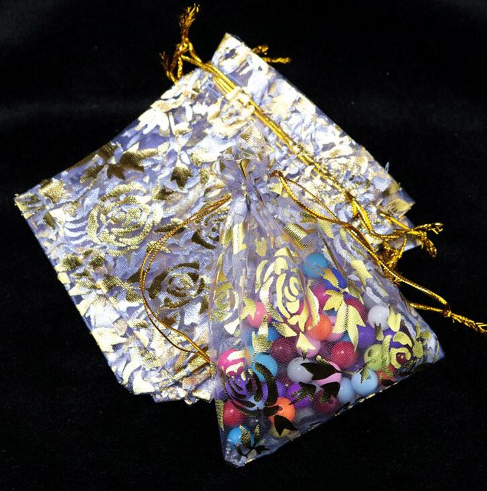 100pcs Purple Organza Wedding Favor Bags 6