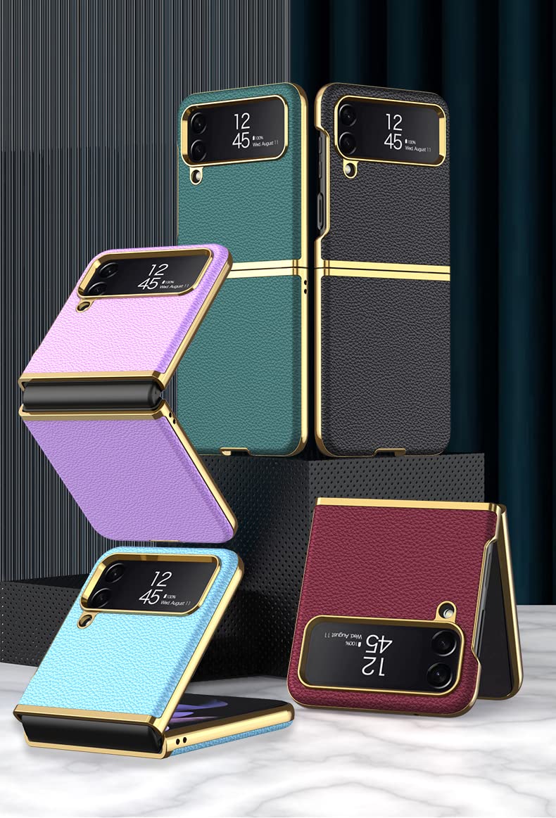 Premium SHIEID Leather Galaxy Z Flip 4 Case - Electroplate Protective Cover for Samsung Galaxy Z Flip 4 5G (Dark Green) | Slim Fit, Shockproof Design for Everyday Use & Travel Protection