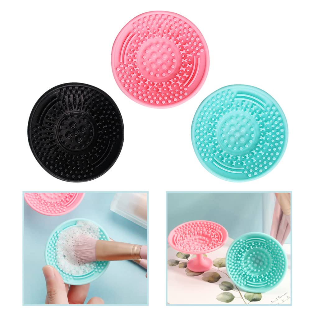 3-Piece Makeup Brush Cleaning Pad Set - Gentle Scrubber for Cosmetics Brushes, Beauty Tool Cleaner with Wash Cup | Perfect for Daily Brush Care & Professional Makeup Artists