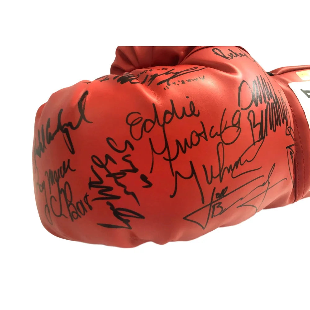 Authentic Boxing Legends Multi-Signed Glove with JSA COA - Shane Mosley, Fernando Vargas, Michael Carbajal, Ray Mercer +7 - Perfect for Sports Memorabilia Collectors, Man Cave Decor, and Boxing Fan Gifts