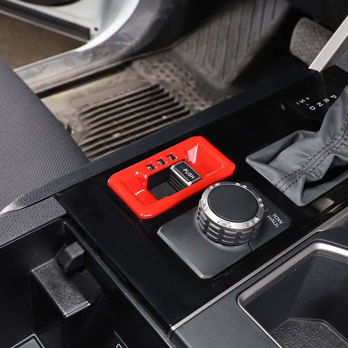 ABS 4WD Mode Differential Lock Cover for Toyota Tundra 2022-2023 - Red Center Console Accessory | Off-Roading, Camping & Adventure Vehicle Upgrade