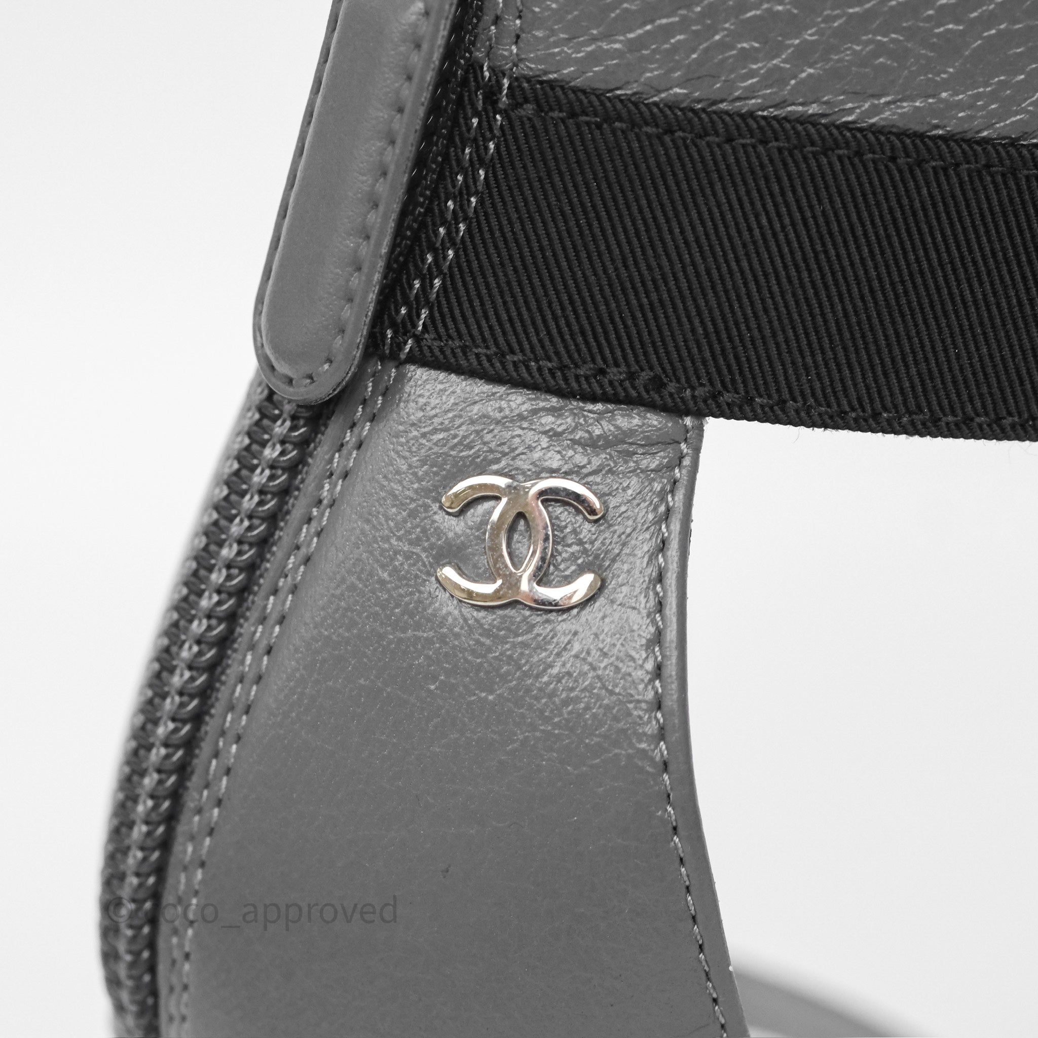 Chanel Cap Toe Bow Ankle Strap Sandals - Grey & Black Lambskin Leather - Perfect for Summer Weddings & Evening Events