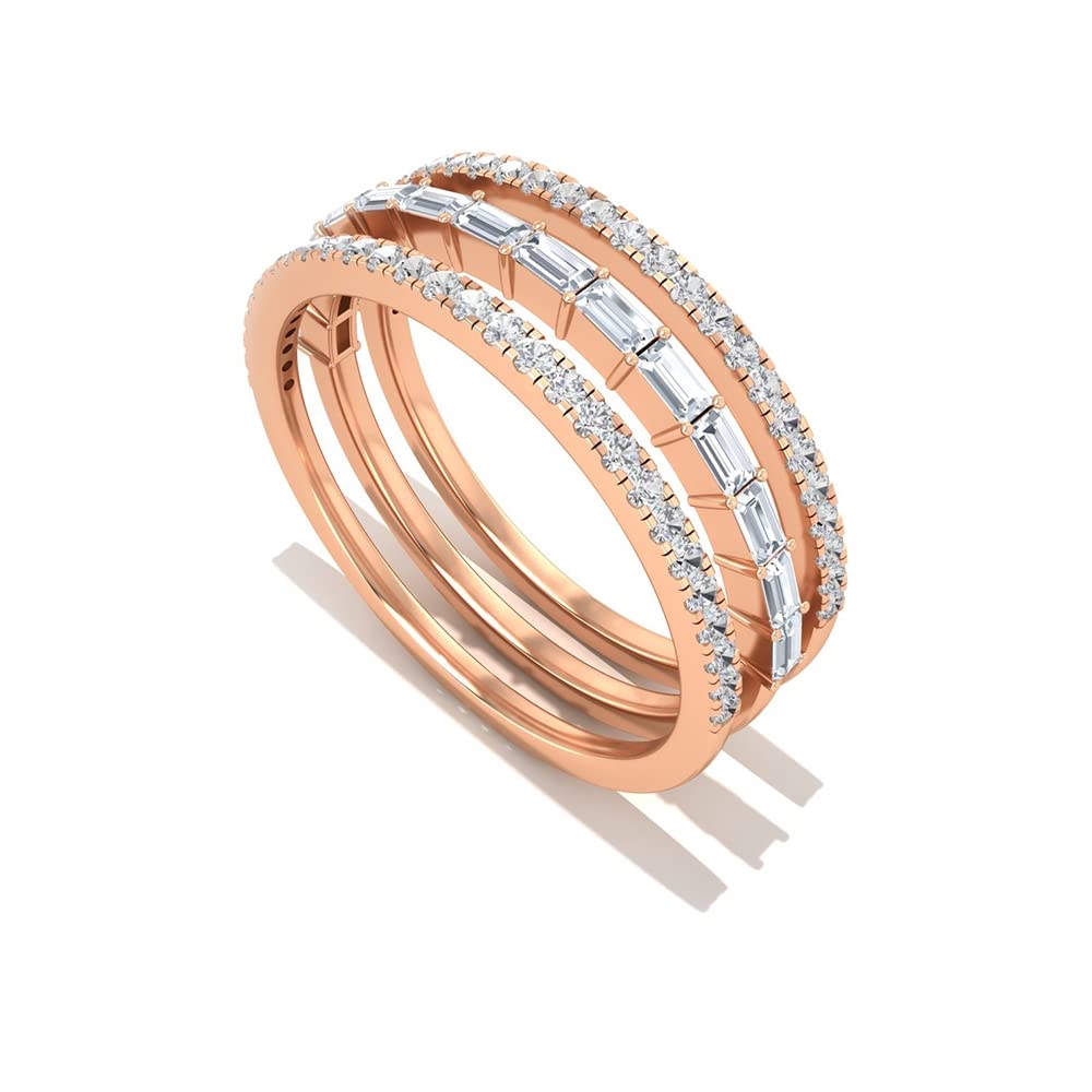 3/4 CT Moissanite Engagement Ring Set - 14K Solid Gold Wedding Band with Baguette & Round Cut Certified Moissanite for Women | Anniversary Gift, Proposal, Bridal Jewelry