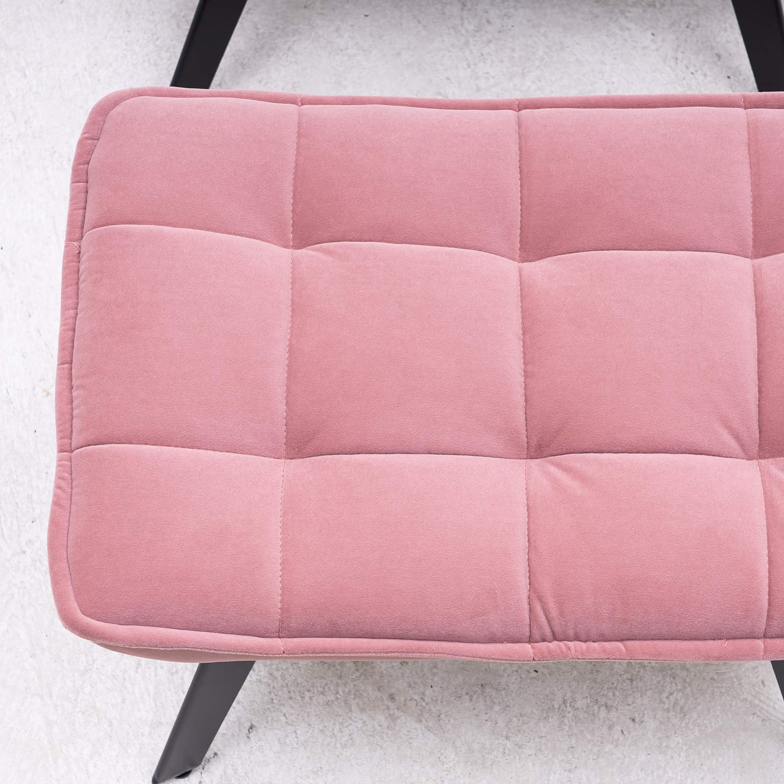 RUNNA Modern Soft Velvet Accent Chair with Ottoman - Pink Living Room Chair, Bedroom Lounge Chair with Black Legs for Home Decor | Perfect for TV Watching, Reading & Relaxing