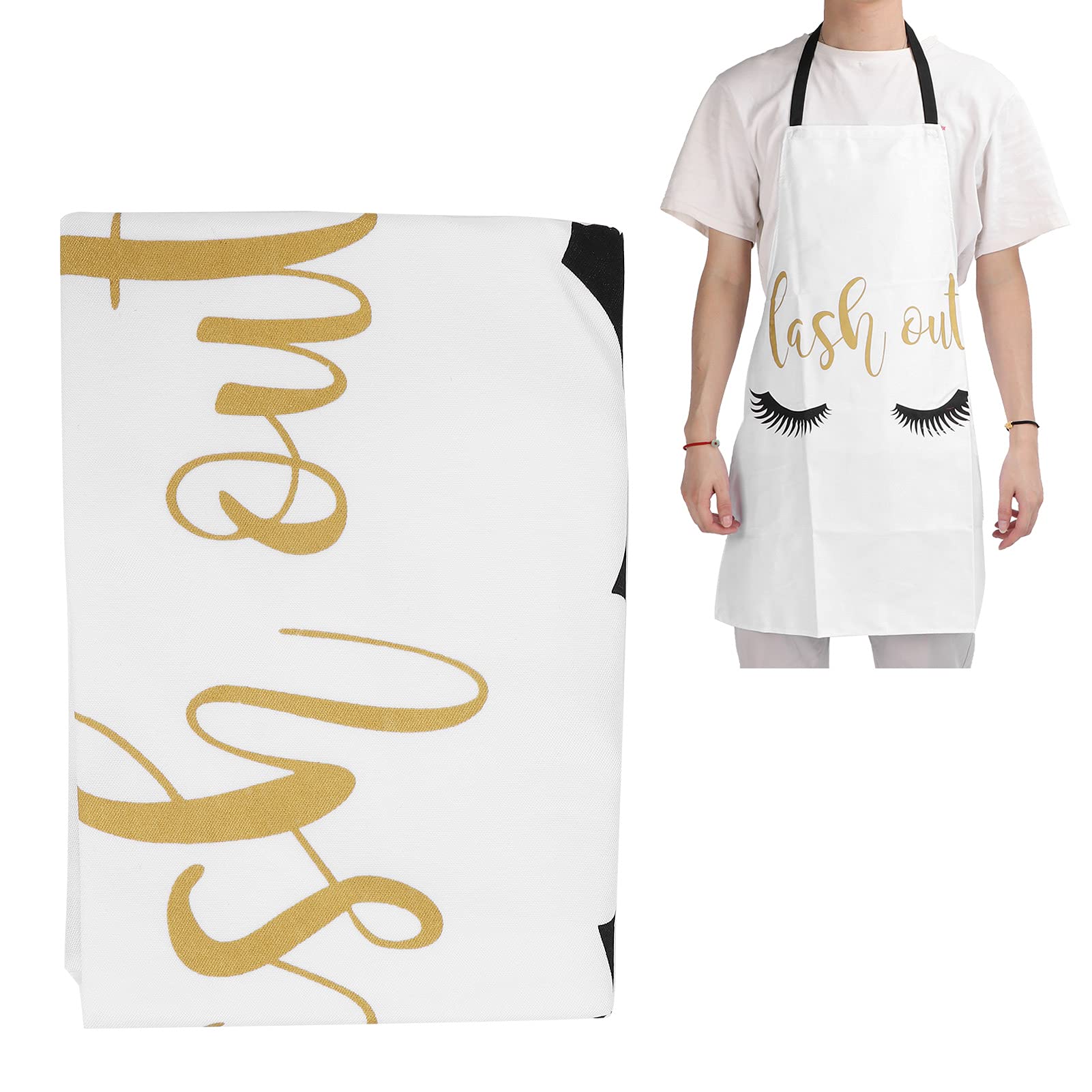 Premium Lash Salon Apron - Breathable & Flexible Eyelash Extension Apron with Stylish Eyelash Pattern - Ideal for Home & Professional Eyelash Technicians (White) - Perfect for Lash Extensions, Beauty Treatments & Salon Use