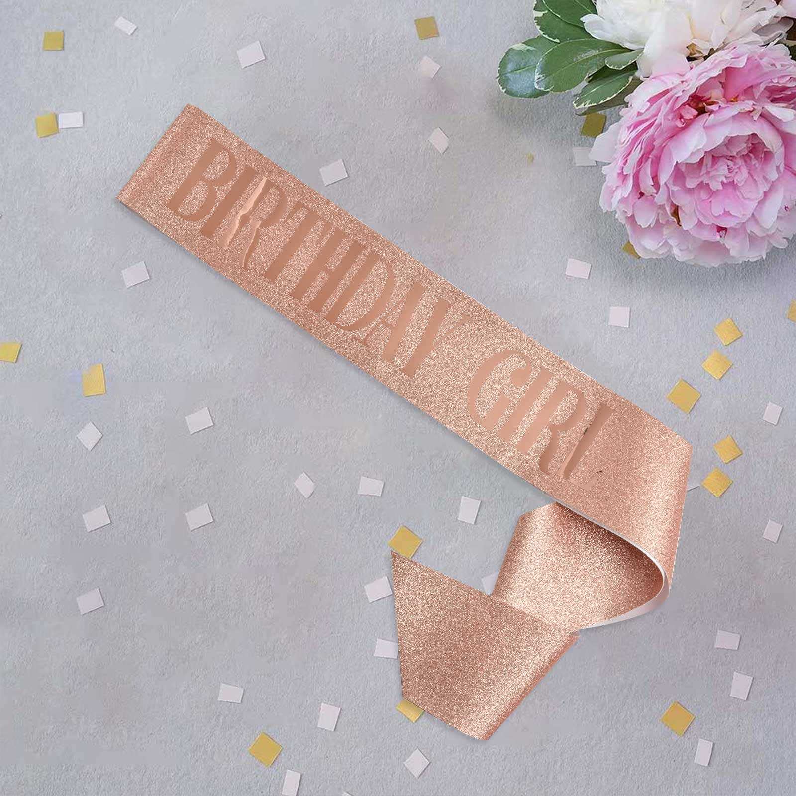 Rose Gold Birthday Girl Sash - Elegant Party Favor for Birthday Celebrations & Special Events - Perfect for Women's Birthday Parties, Bachelorette & Bridal Showers
