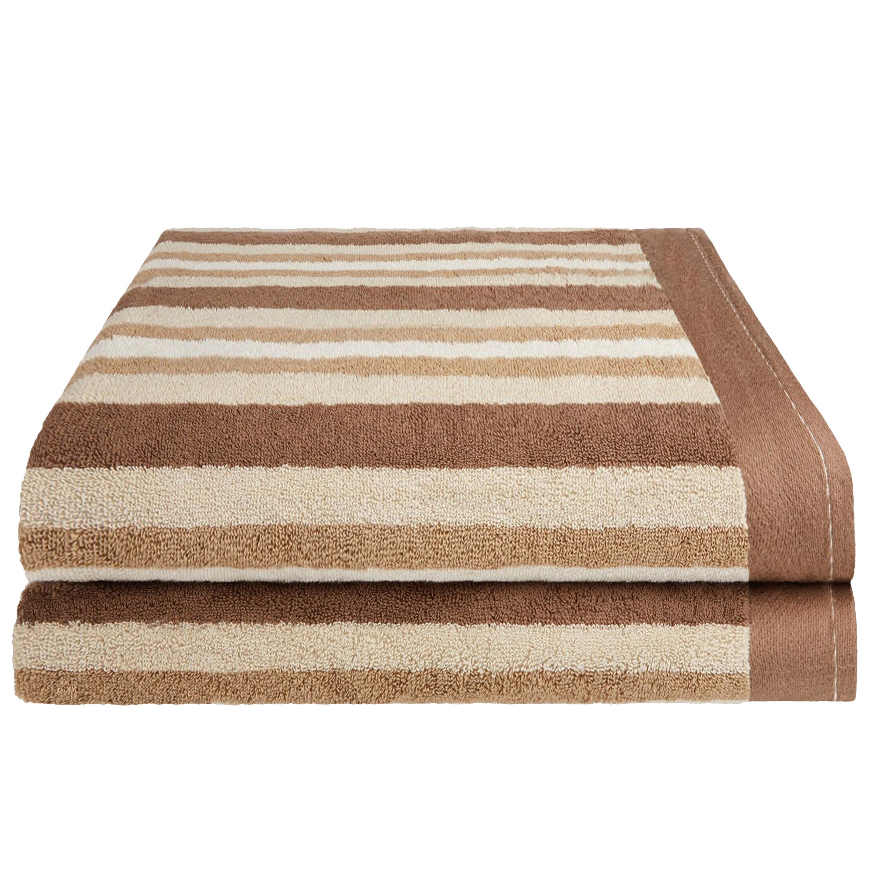 Premium Cotton Striped 2-Piece Bath Sheet Set - Super Soft & Absorbent Towels for Spa, Bathroom & Beach Use