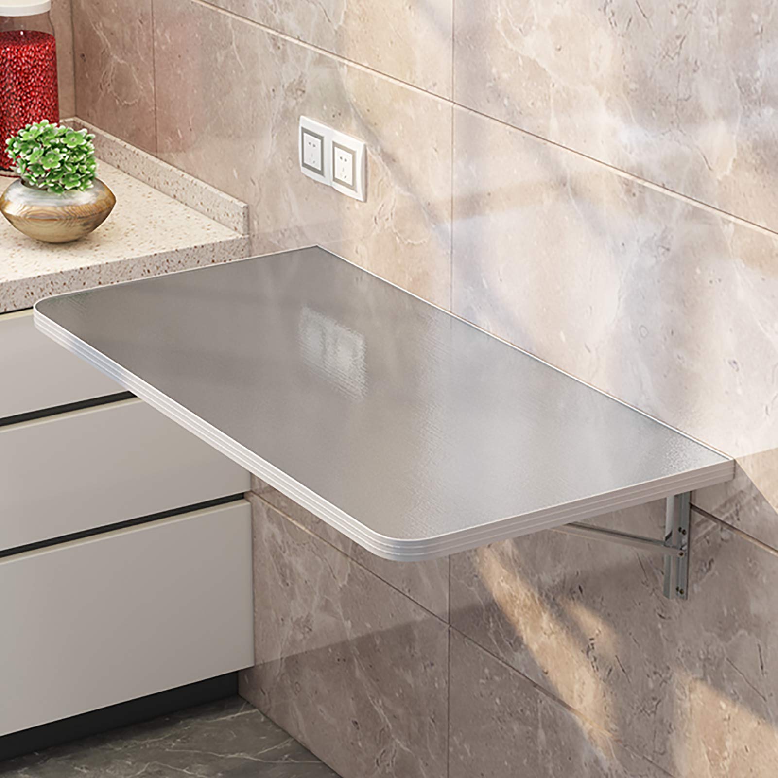 Feelme Folding Computer Desk - Wall Mounted & Adjustable Stainless Steel Table for Kitchen, Dining, Study, Office & Home - Perfect for Small Spaces, Kids Learning & Remote Work