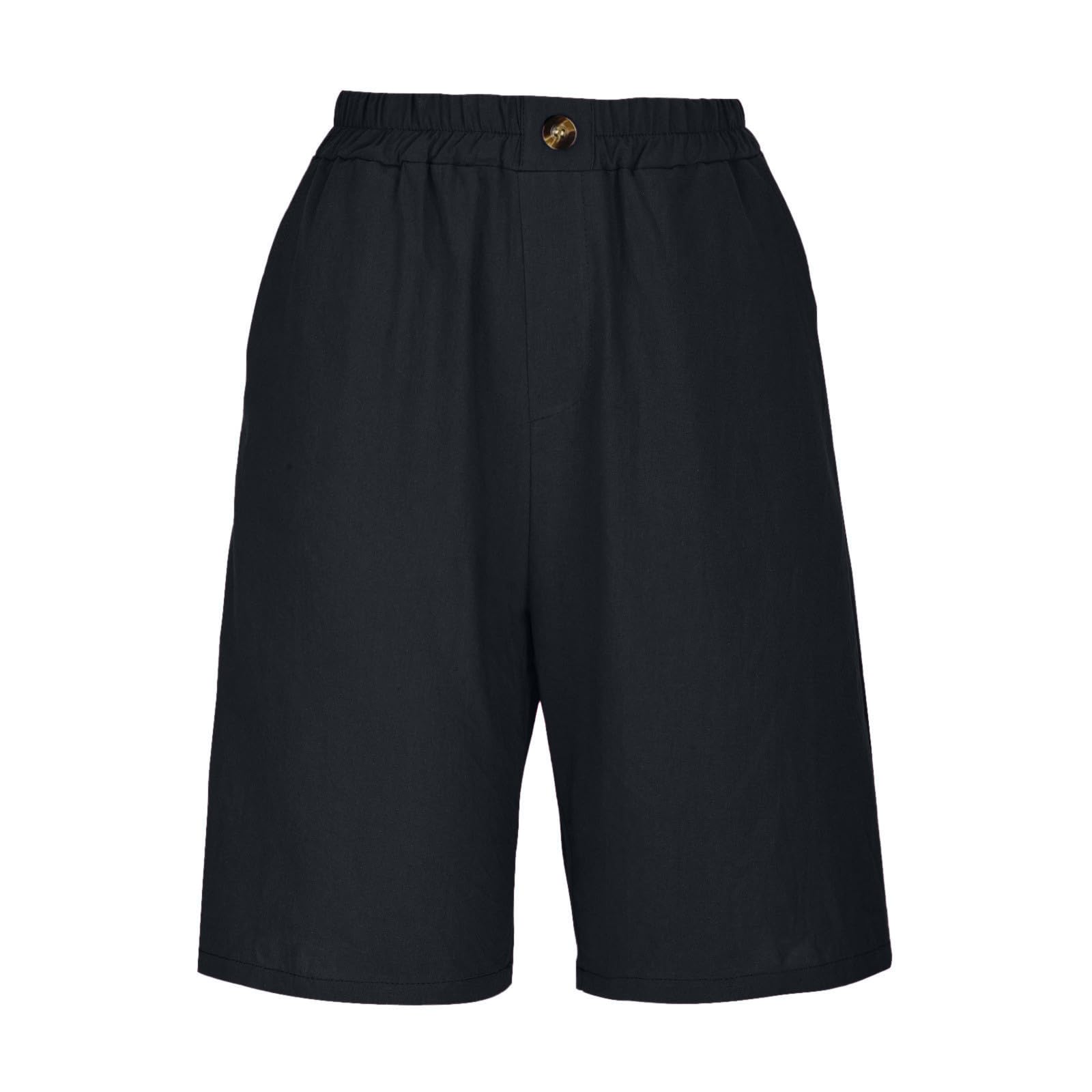 Women's High Waist Bermuda Shorts - Flowy Knee Length for Casual & Dressy Wear