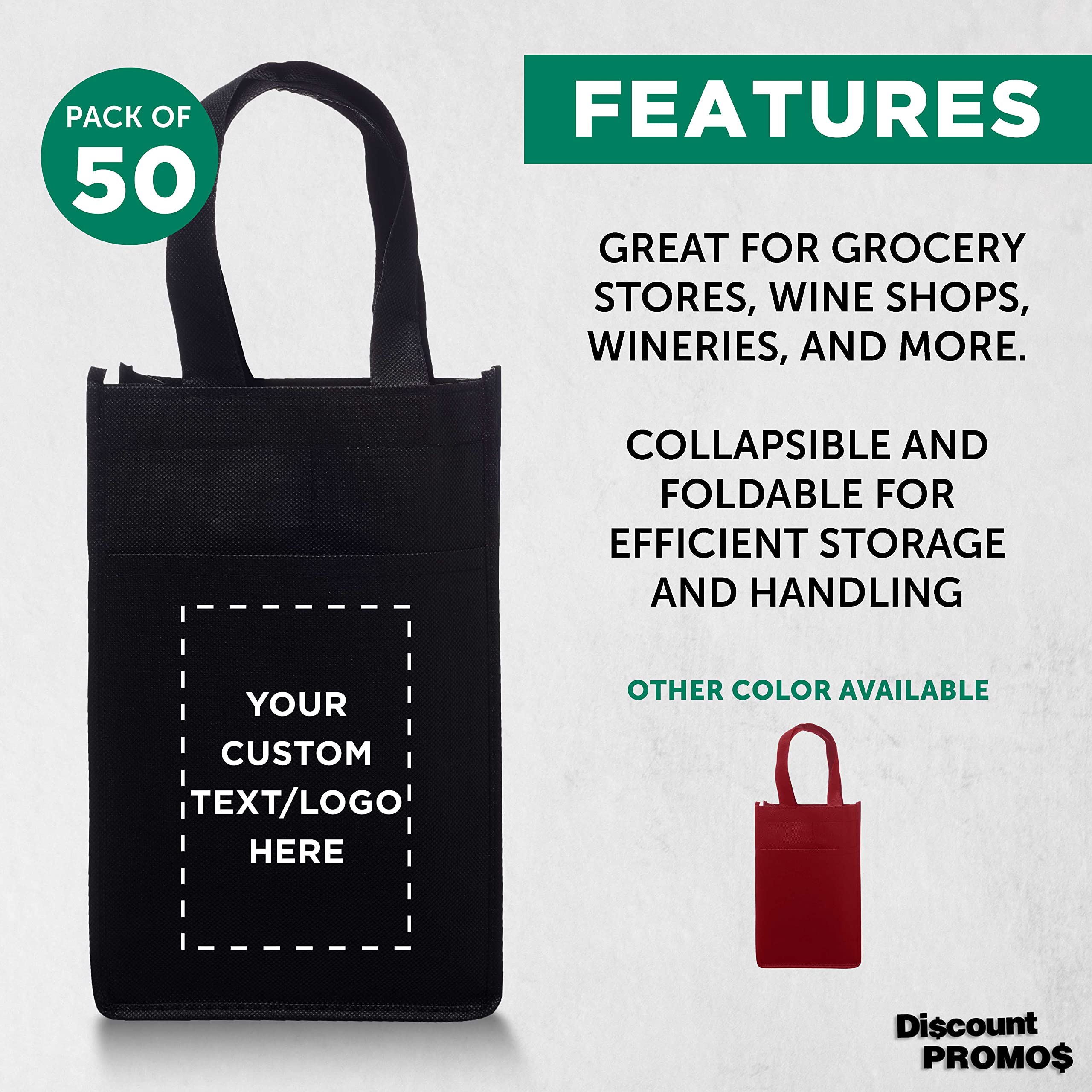 Eco-Friendly Non-Woven Reusable Wine Bottle Bags - Set of 2 for Vineyard, Picnics, Parties & Gift Giving - Durable & Stylish Wine Carrier
