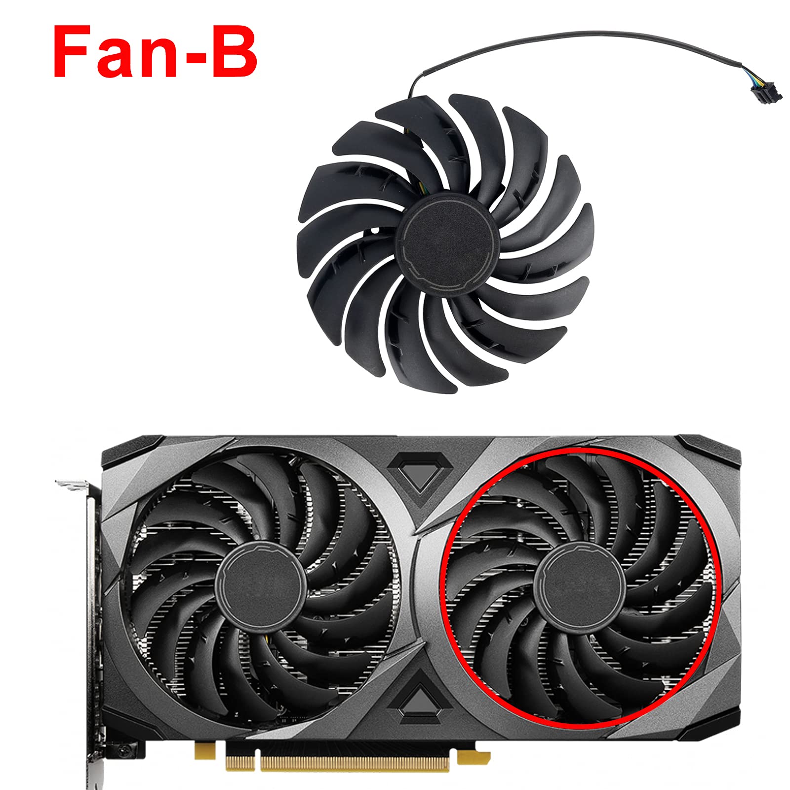 inRobert 95mm PLD10010S12HH Replacement GPU Cooling Fan for MSI RTX 3060 Ti/RTX 3070 VENTUS 2X Graphics Cards - Compatible with RTX3060 RTX3070 - Perfect for Gaming PC, Mining Rig & Workstation Cooling