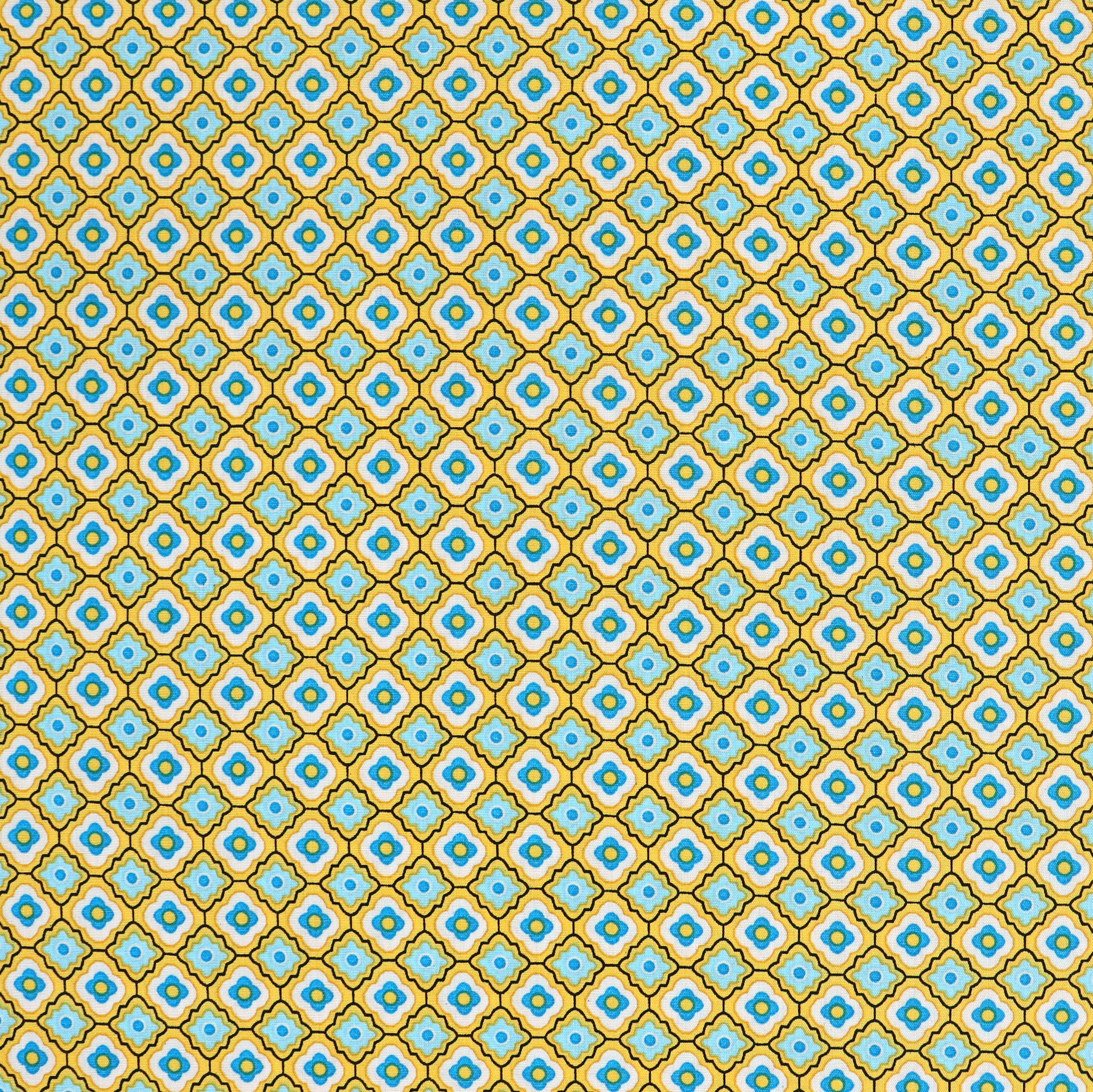 Viscose Lawn Fabric with Yellow Flower Tiles Print - Soft & Breathable Material for Dresses, Skirts & Summer Clothing | Perfect for DIY Sewing Projects & Fashion Design