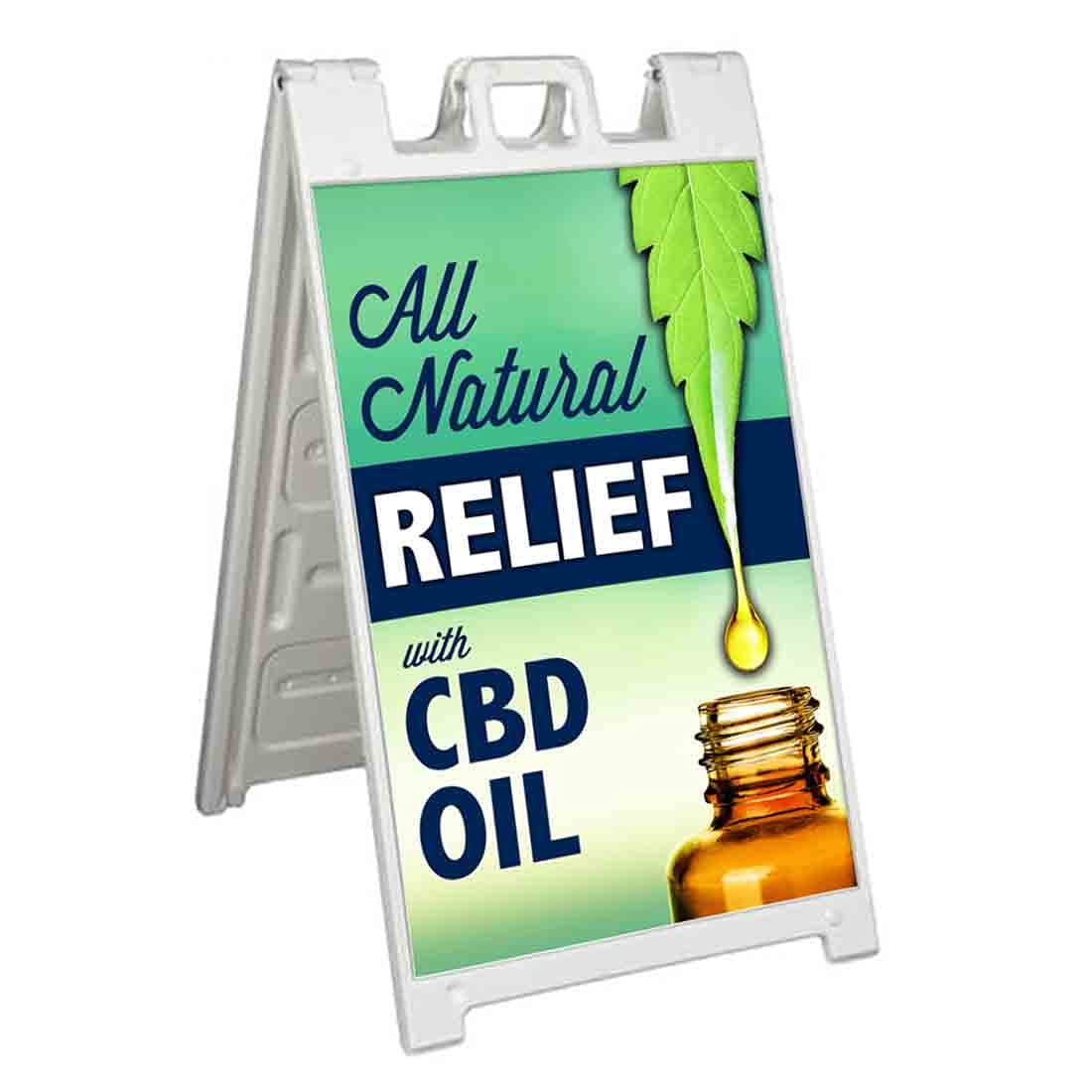 Premium CBD All Natural Pain Relief A-Frame Signicade 24x36 Inches with Applied Decal - Perfect for Dispensaries, Wellness Centers & Retail Stores