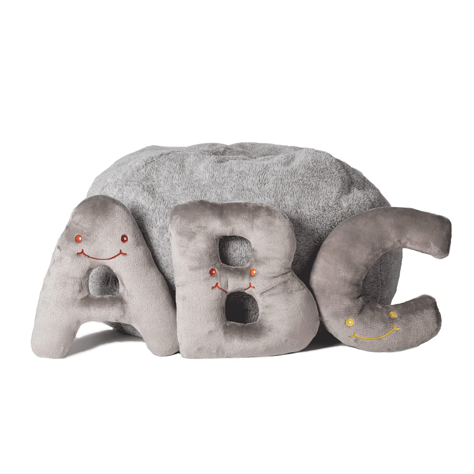 Educational Alphabet Plush Toys - 26-Piece Rhino Grey ABC Learning Set with Large 11