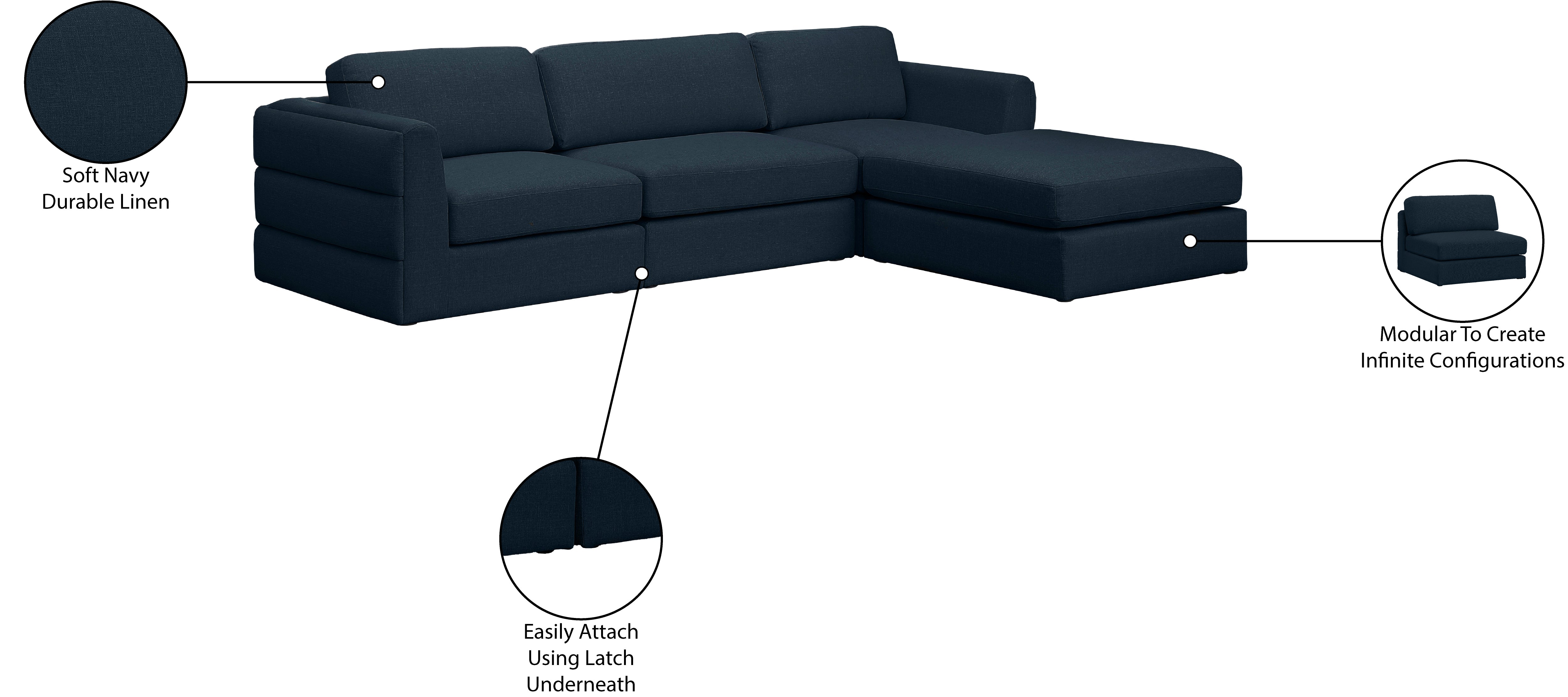 Beckham Durable Linen Textured Fabric Modular Sectional Sofa - Comfortable Modern Living Room Furniture for Home & Office Use