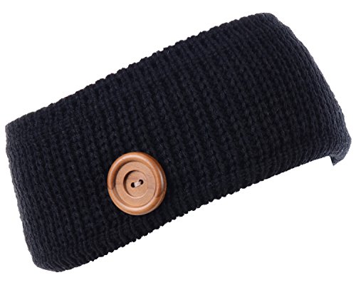Rib Knit W/ Button Black