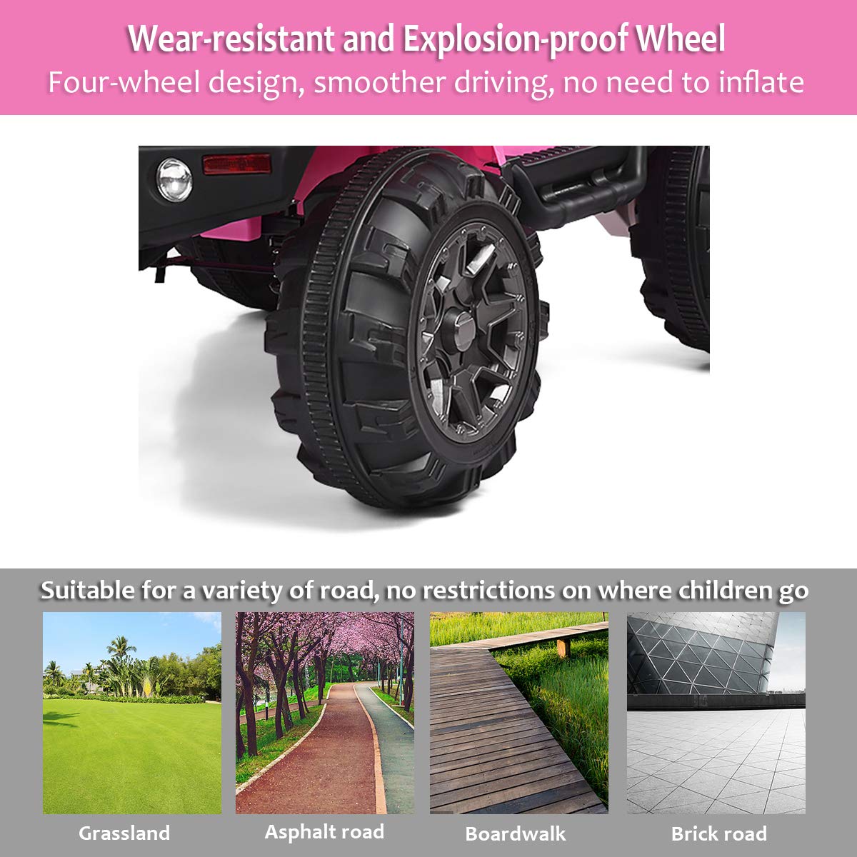 Costzon 12V Electric Ride On Truck for Kids - Battery Powered, Parental Remote Control, LED Lights, Double Doors, Safety Belt, Music & MP3 Player, Spring Suspension - Pink Kids Car for Outdoor & Indoor Play