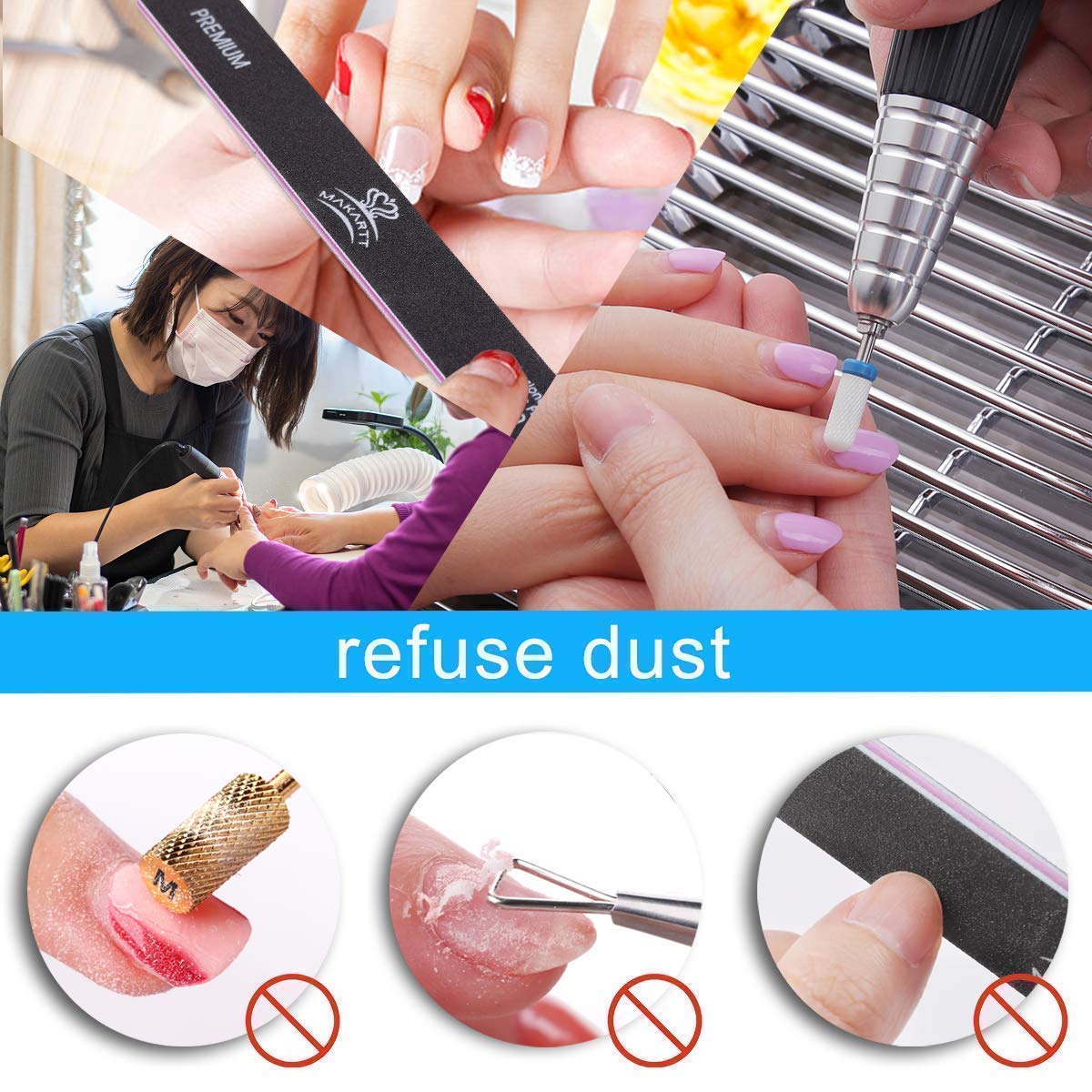 Makartt 60W Nail Dust Collector with 2 No-Spill Screens | Professional Manicure Vacuum System for Nail Drills | Salon & Home Nail Art Cleaning Solution