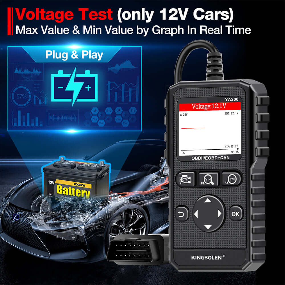 KINGBOLENÂ® YA200 OBD2 Scanner - Professional Auto Diagnostic Code Reader for Car, Truck & SUV - Check Engine Light, Read & Clear Fault Codes - Perfect for Mechanics & DIY Car Repair at Home or Garage