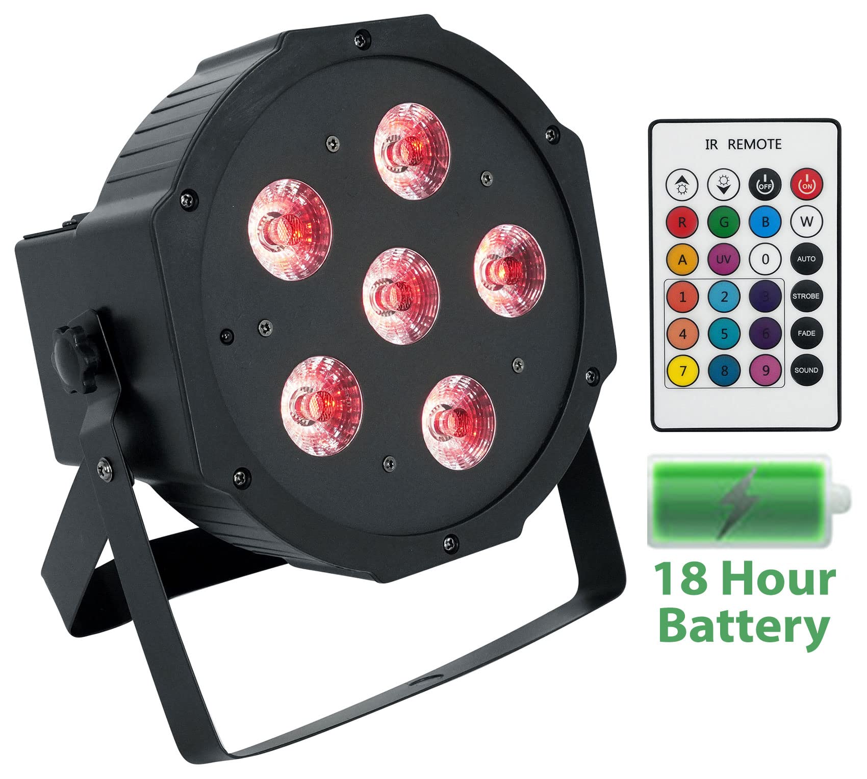 Rockville PAR 61 RGBWA+UV Rechargeable Battery DJ Lights with DMX & Remote Control - Perfect for Stage Lighting, Wedding Events, and Nightclub Disco Shows
