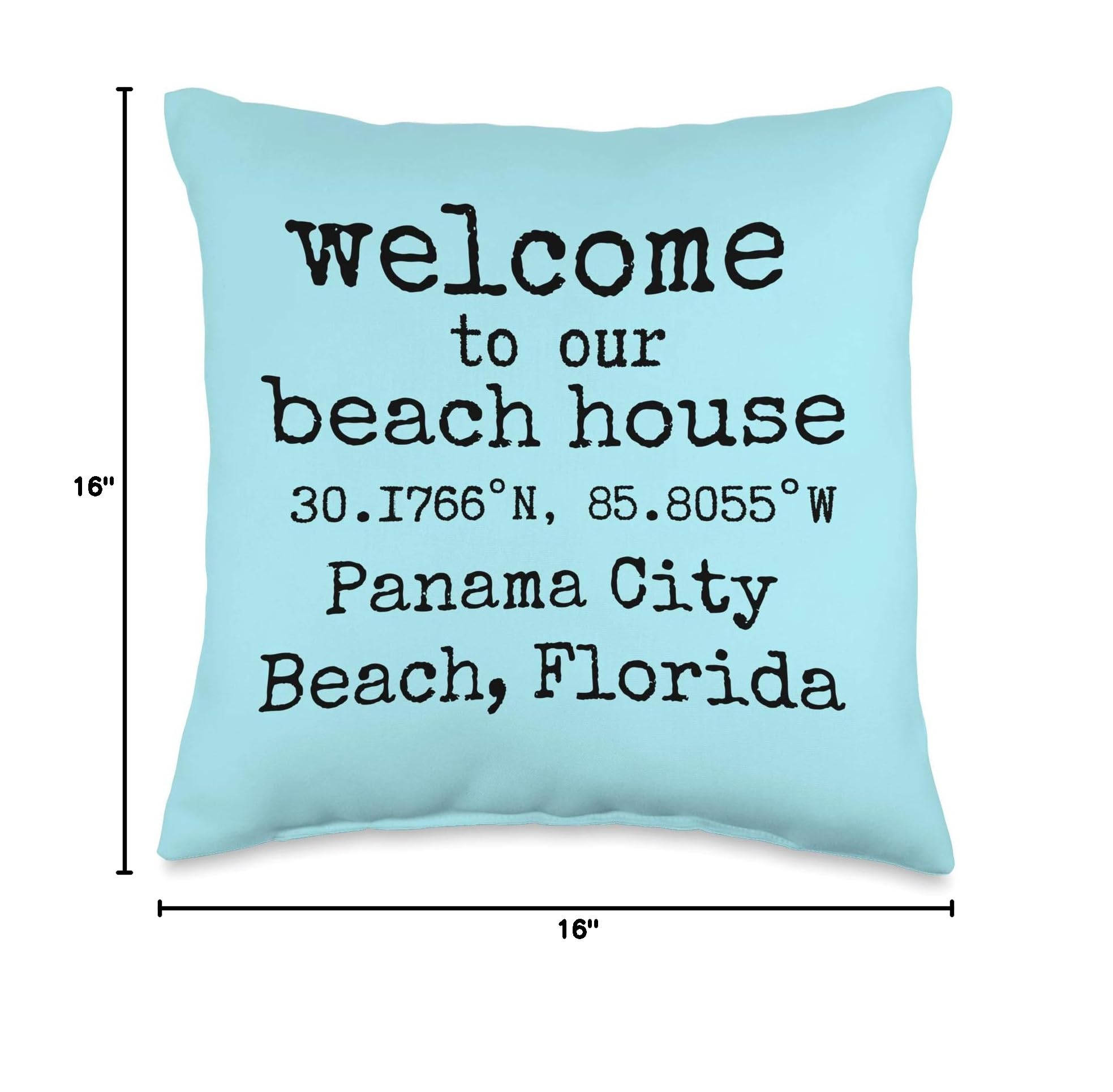 Welcome To Our Beach House Panama City Florida Throw Pillow - Coastal Decor for Living Room, Bedroom & Porch