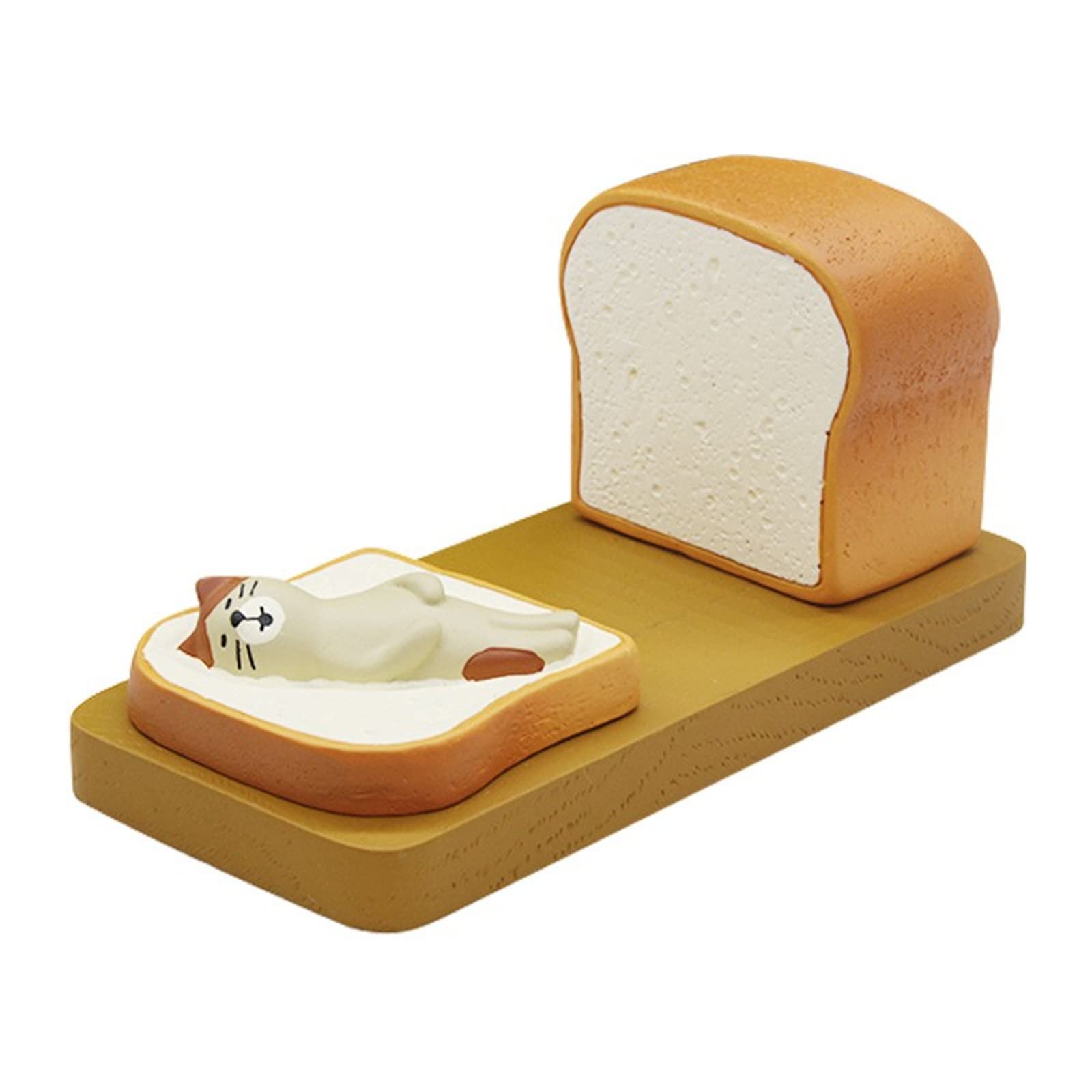 YoumiGO Cute Resin Cat Cartoon Phone Stand - Bread Puff Shaped Desktop Phone Holder for iPhone & Android - Multifunctional Decorative Toy for Office & Home Use - Perfect Gift for Cat Lovers & Anime Fans